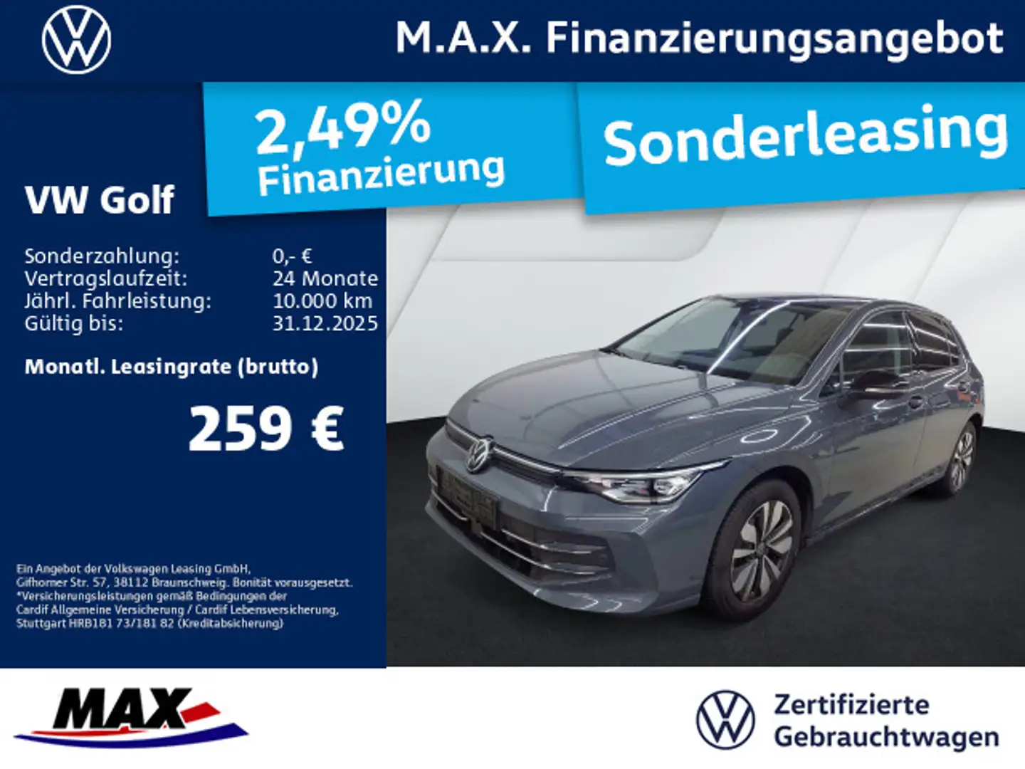 Volkswagen Golf VIII 2.0 TDI DSG GOAL LED+AHK+ACC+NAVI+SHZ+ Grau - 1