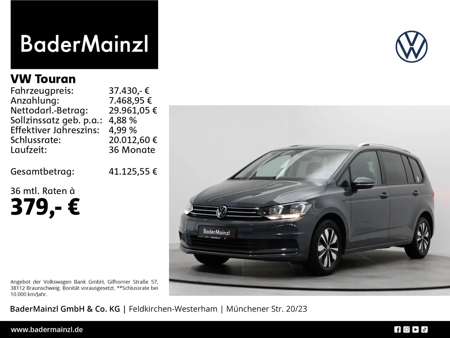 Volkswagen Touran 1.5 TSI DSG Goal 7-Sitz  Kamera Navi ACC Grau - 1
