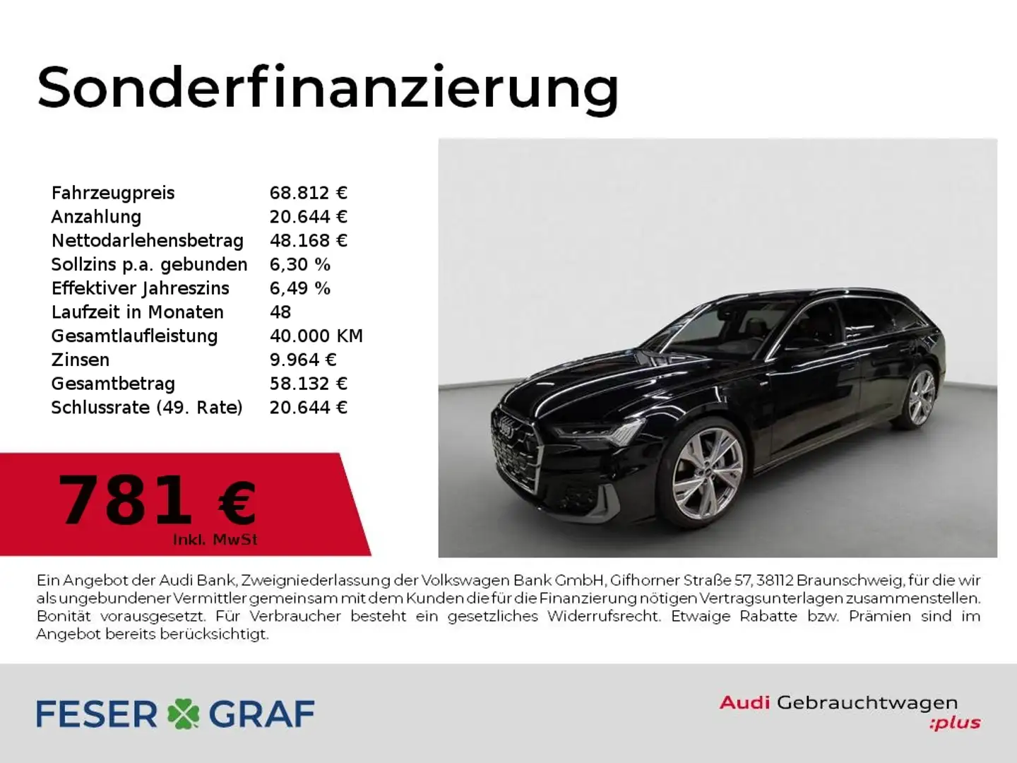 Audi A6 Avant 50 TDI q. S line Int+Ext/HD Matrix/HuD/Pano/ Schwarz - 1