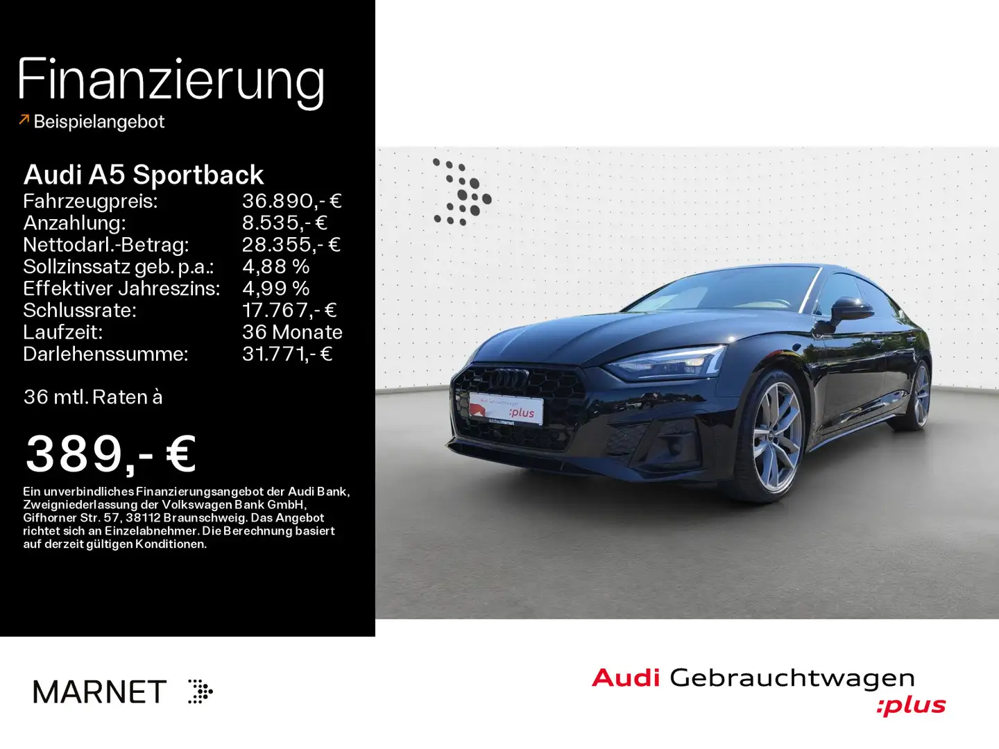 Audi A5 40 TDI quattro S line*Navi*Alu*AHK* Zwart - 1