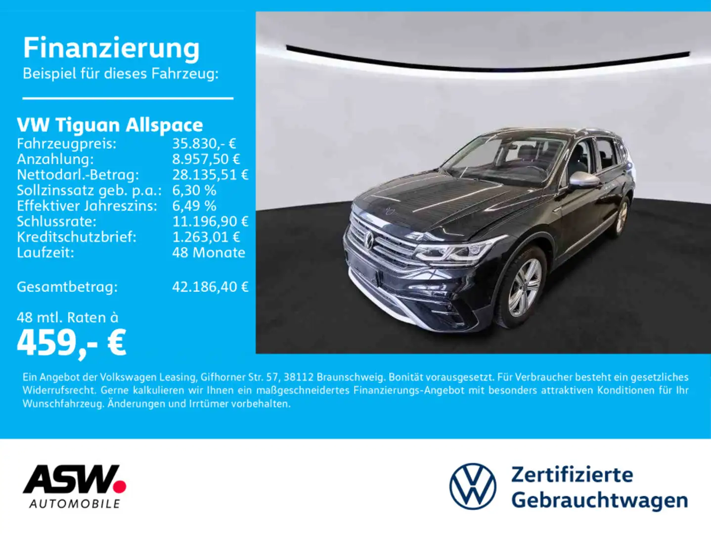 Volkswagen Tiguan Allspace Elegance 4M 2.0 TDI DSG LED PANO Schwarz - 1
