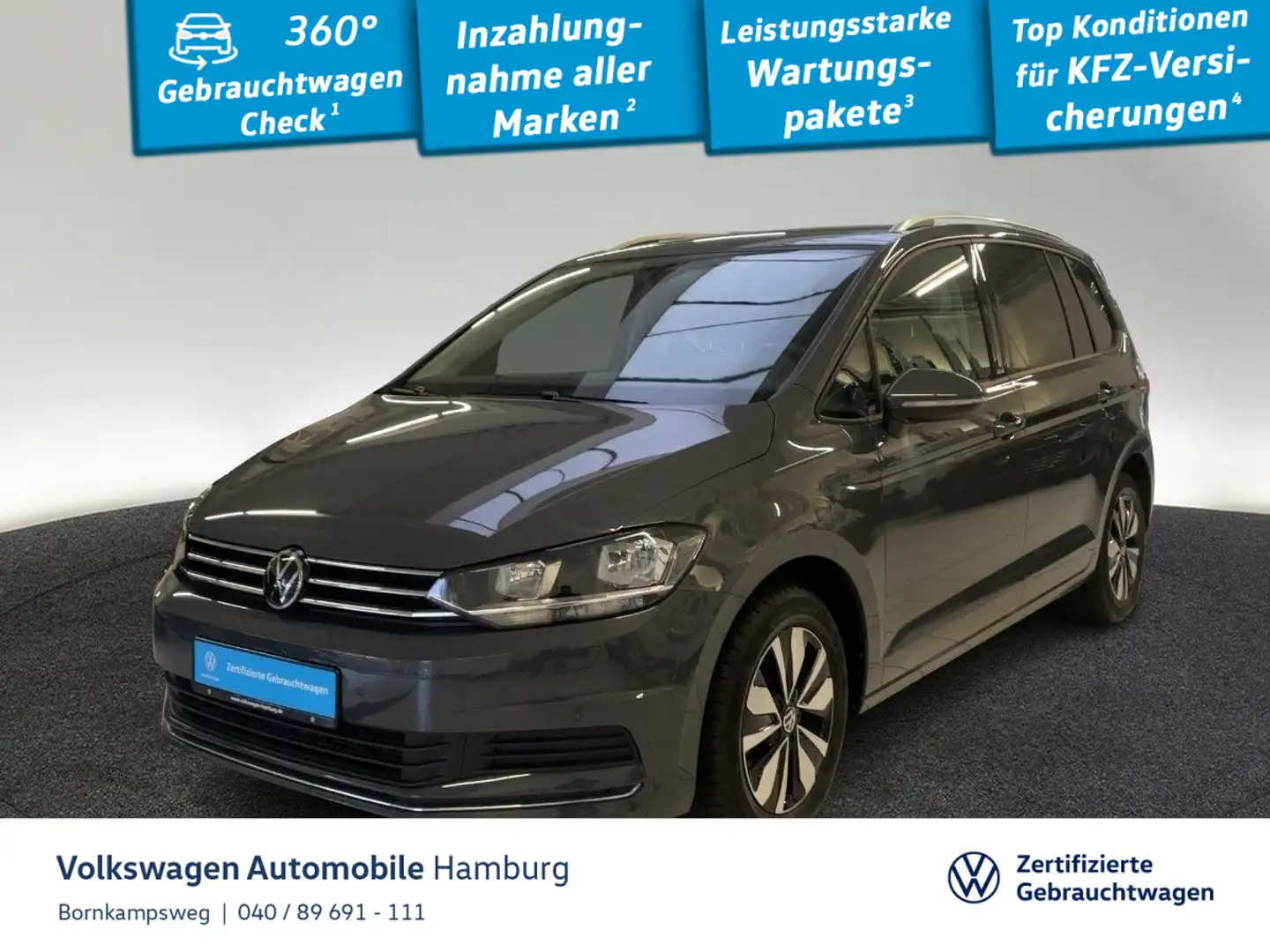 Volkswagen Touran 1.5 TSI Move DSG Navi AHK Panoramadach Grau - 1