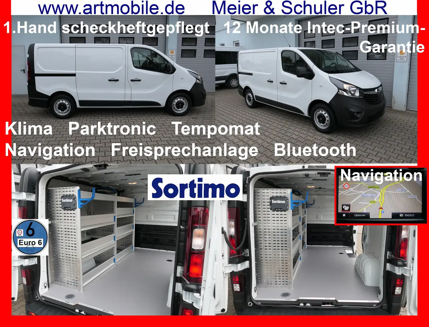 Opel Vivaro Bi-Turbo SORTIMO Navi Klima PDC EU6 1.Hd. Garantie Wit - 1