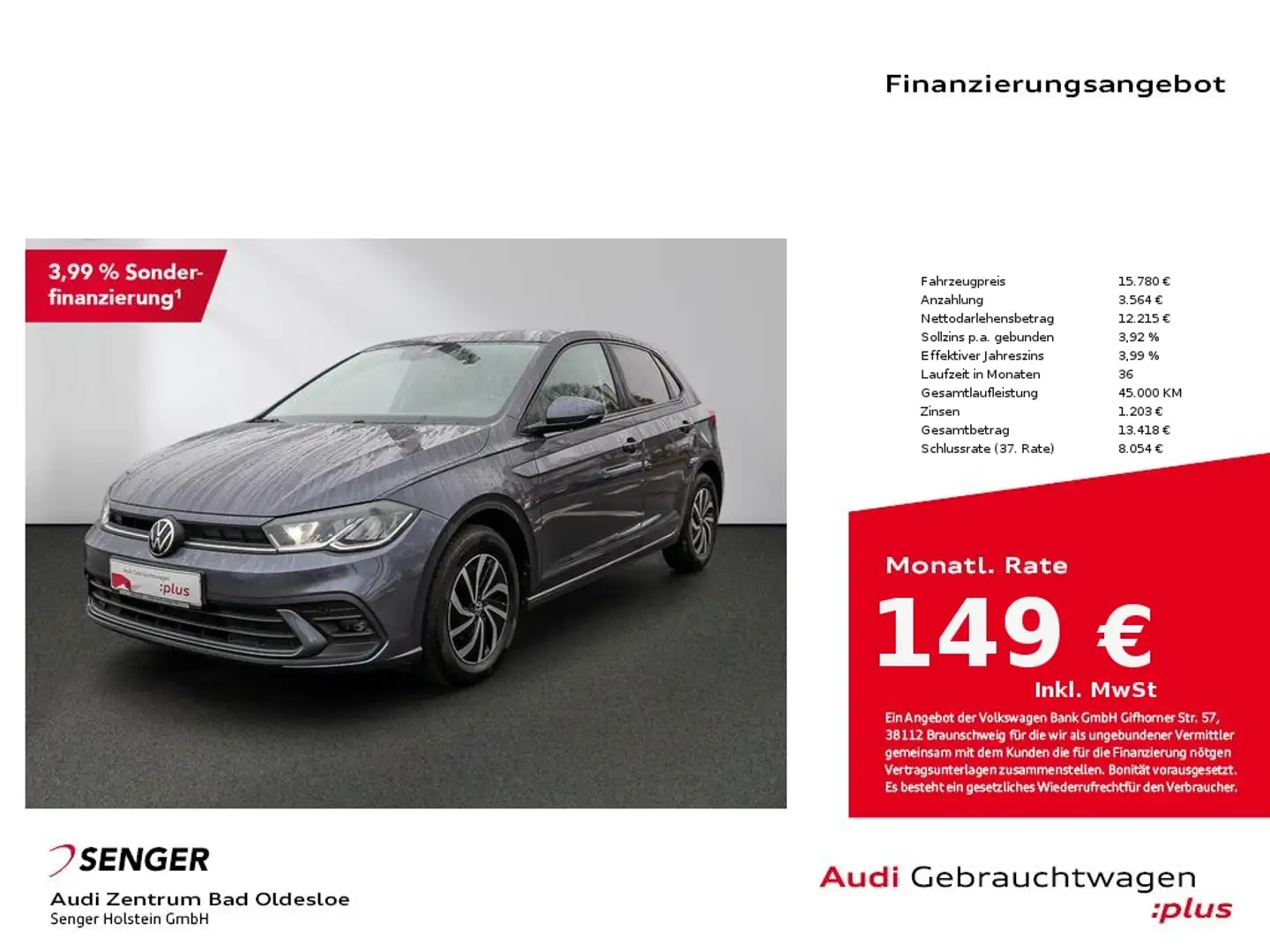 Volkswagen Polo 1.0 TSI Life SHZ APP-Connect Travel Assist Gris - 1