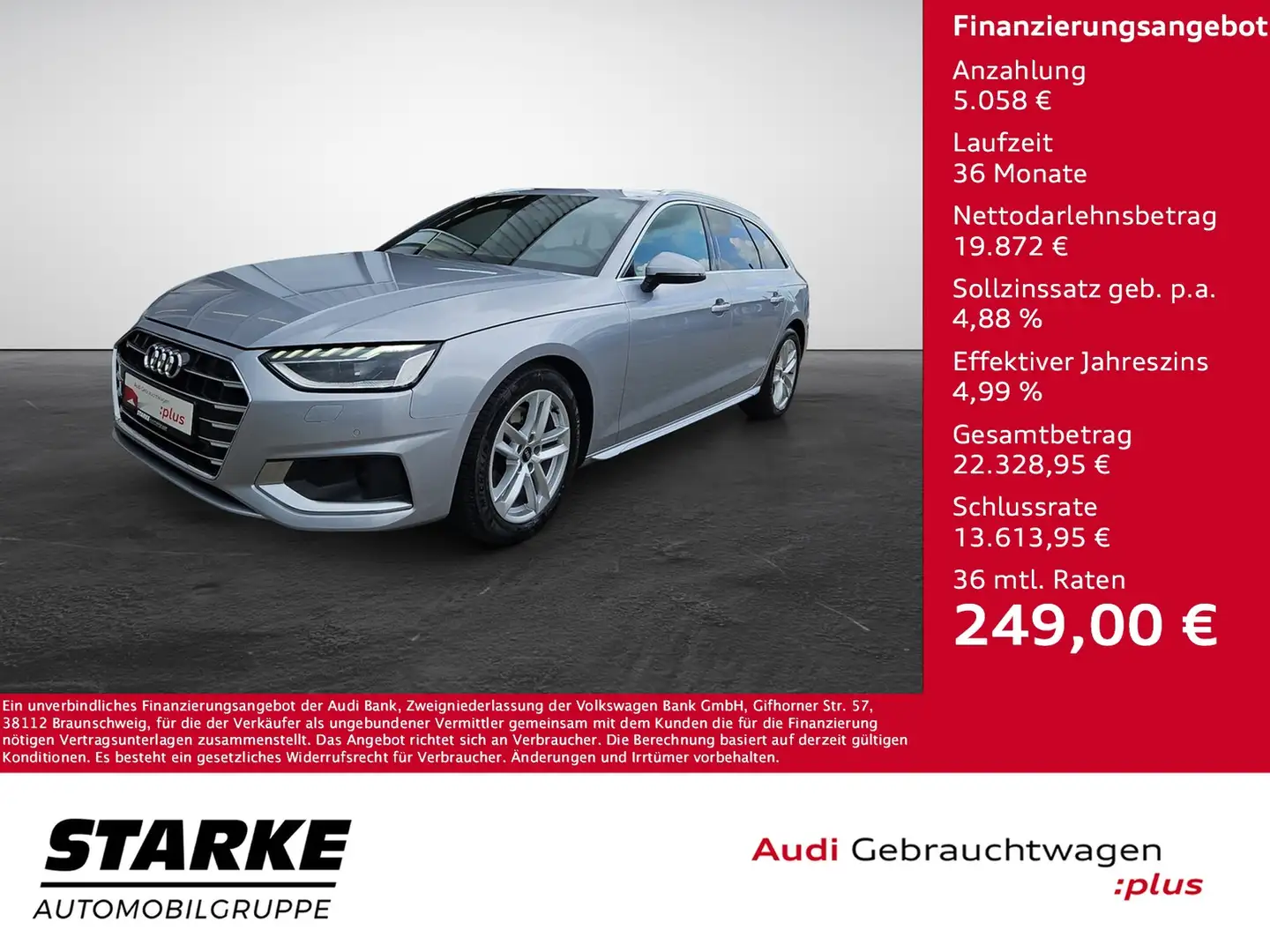 Audi A4 Avant 35 TDI S tronic advanced NaviPlus Matrix ... Silber - 1