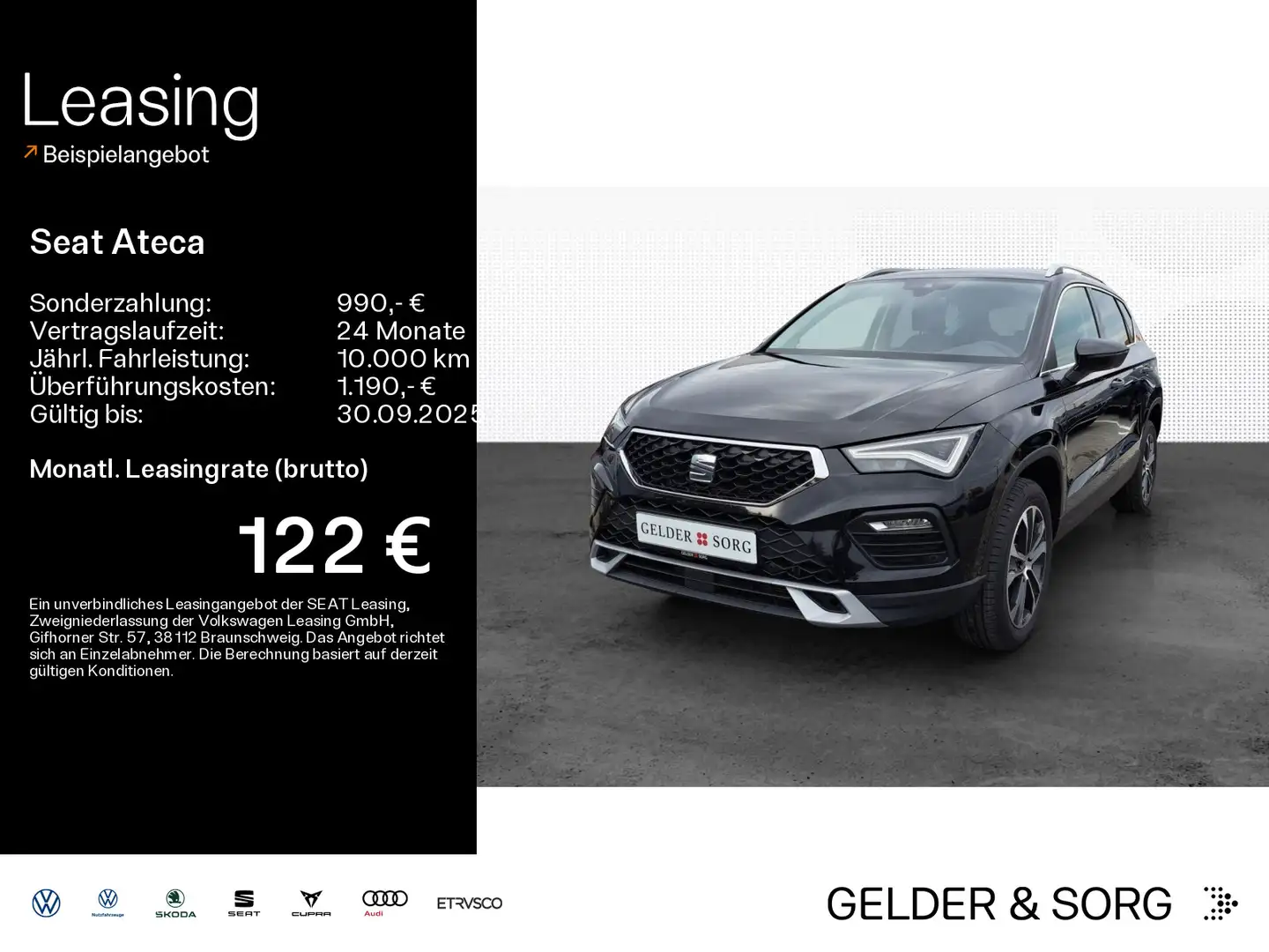 SEAT Ateca Style Edition 2.0 TDI DSG *LED*PDC+KAM*KLI Schwarz - 1