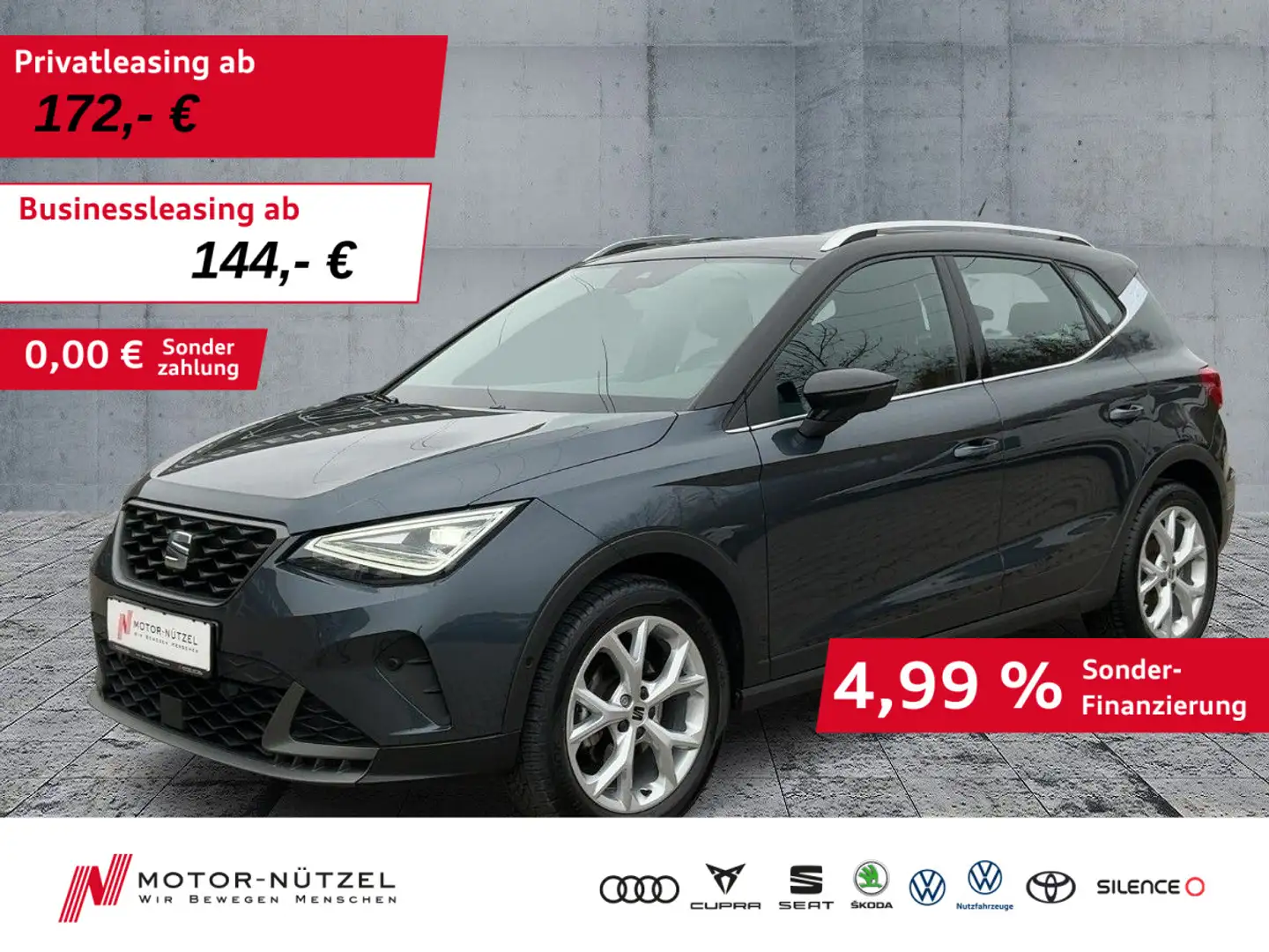 SEAT Arona 1.0 TSI FR-LINE LED+NAV+APP+GRA+PDC+RFK+VC Grau - 1
