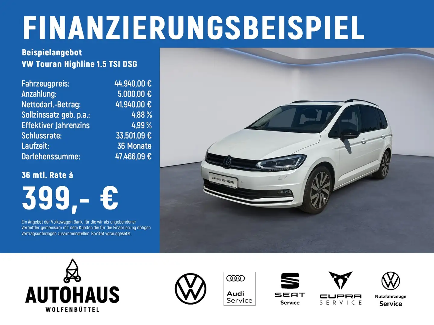 Volkswagen Touran Highline 1.5 TSI DSG AHK LED PANO STANDH Bianco - 2