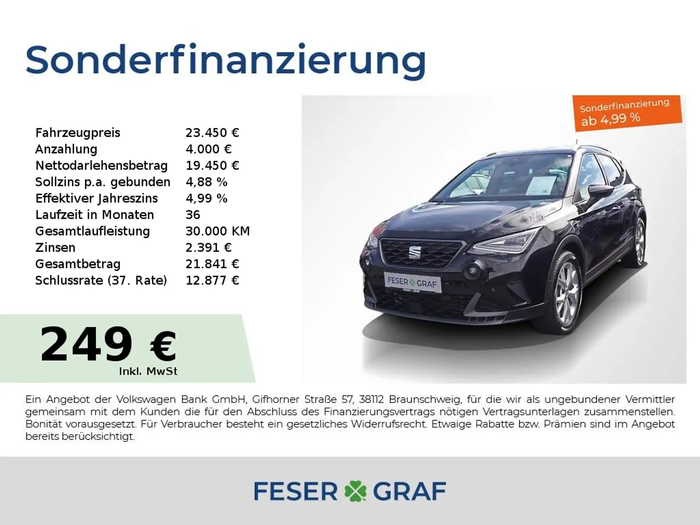 SEAT Arona FR 1.0 TSI 7-Gang-DSG NAVI/ACC/LED/SHZ Schwarz - 1
