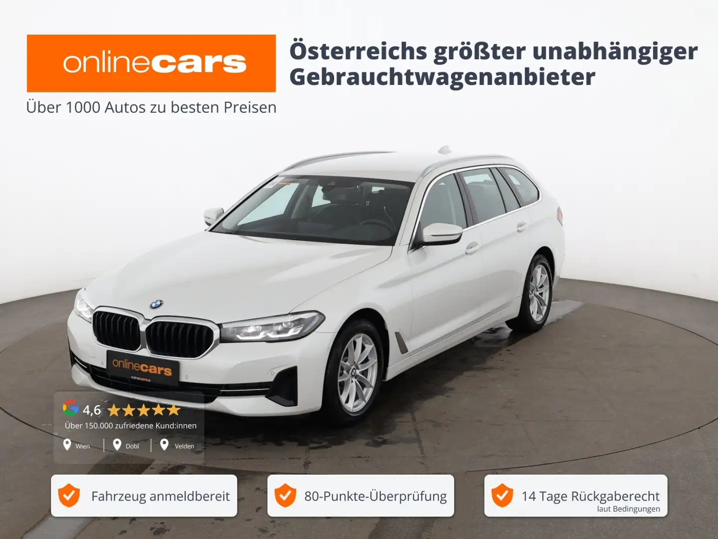 BMW 520 d Touring Aut LED NAVI LEDER R-CAM SITZHZG PDC Weiß - 1