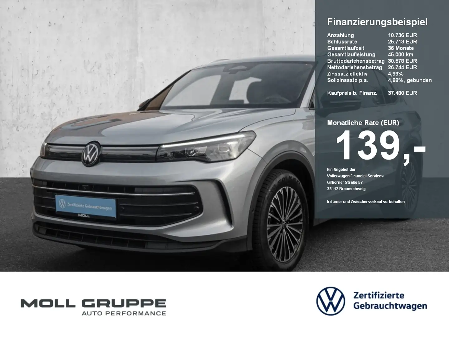 Volkswagen Tiguan 1.5 eTSI DSG Goal ACC AUT EL.HECK FLA Silber - 1