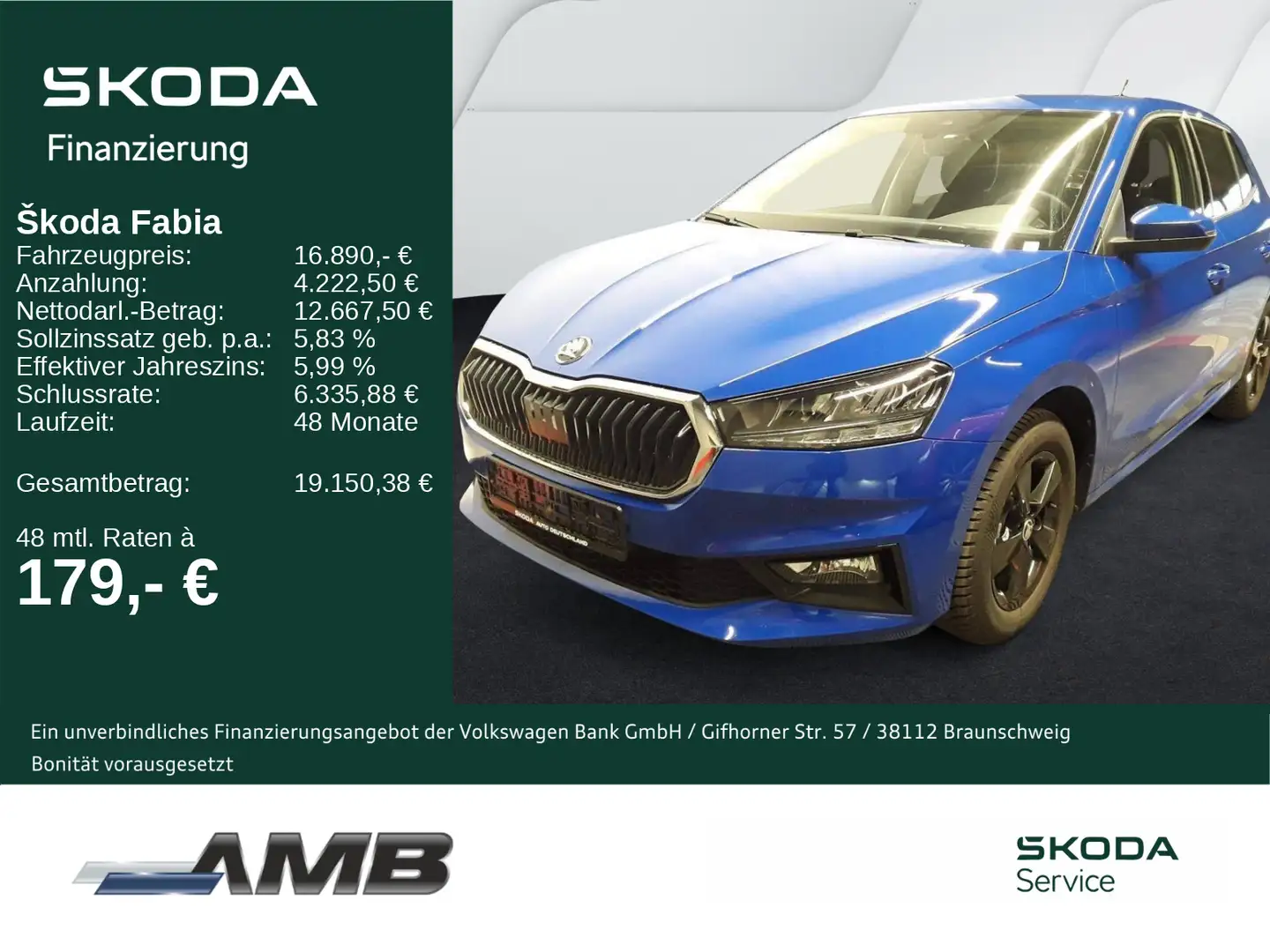 Skoda Fabia Selection 1.0 LED/Sitzhzg/Einparkhilfe/Kli Blau - 1