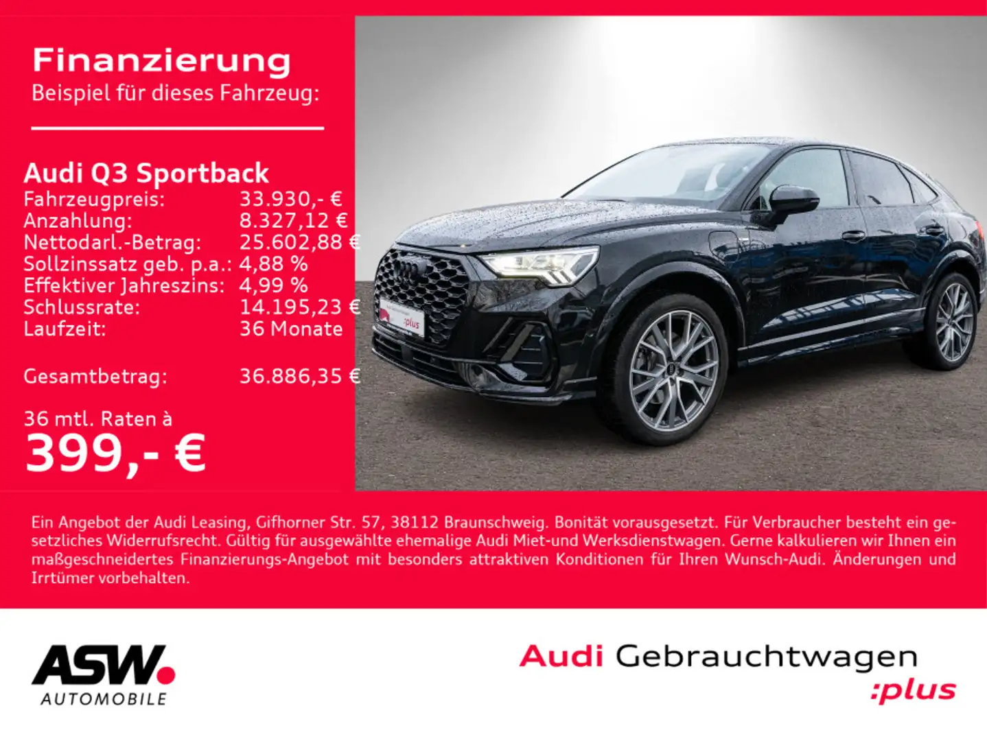 Audi Q3 S line 45TFSI e NAVI LED RFK SONOS Schwarz - 1