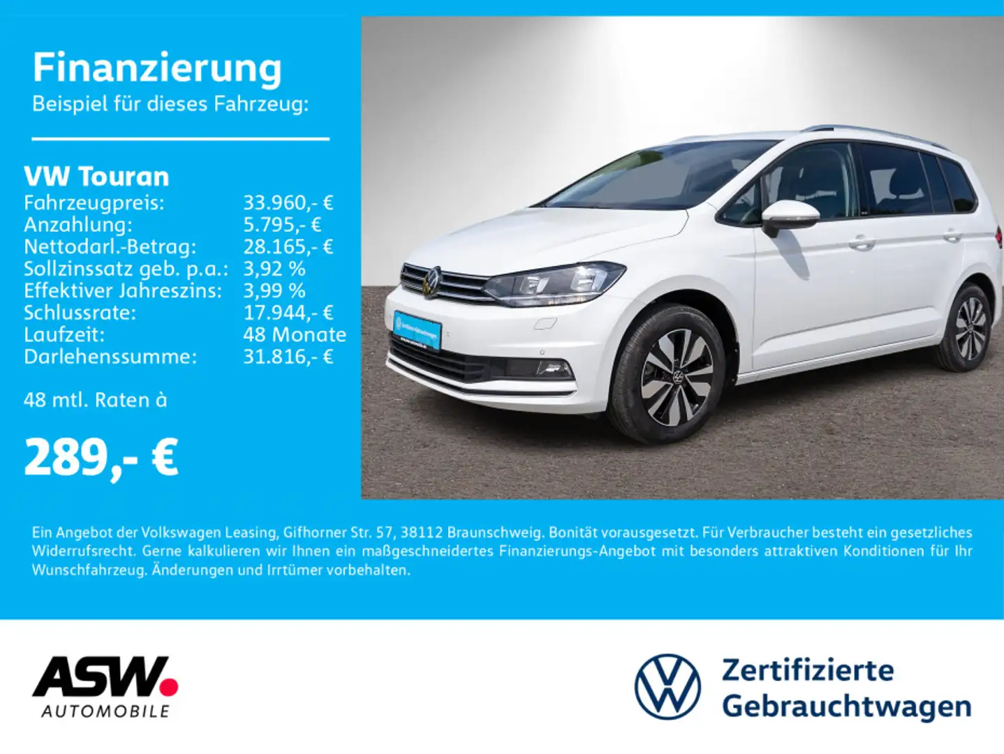 Volkswagen Touran Move 1,5 TSI NAVI ACC RFK SHZ AHK 7Sitzer Blanc - 1