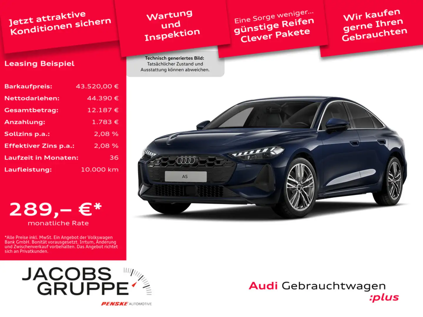Audi A5 Limousine TFSI quattro ACC*Kamera*Navi * Blau - 1