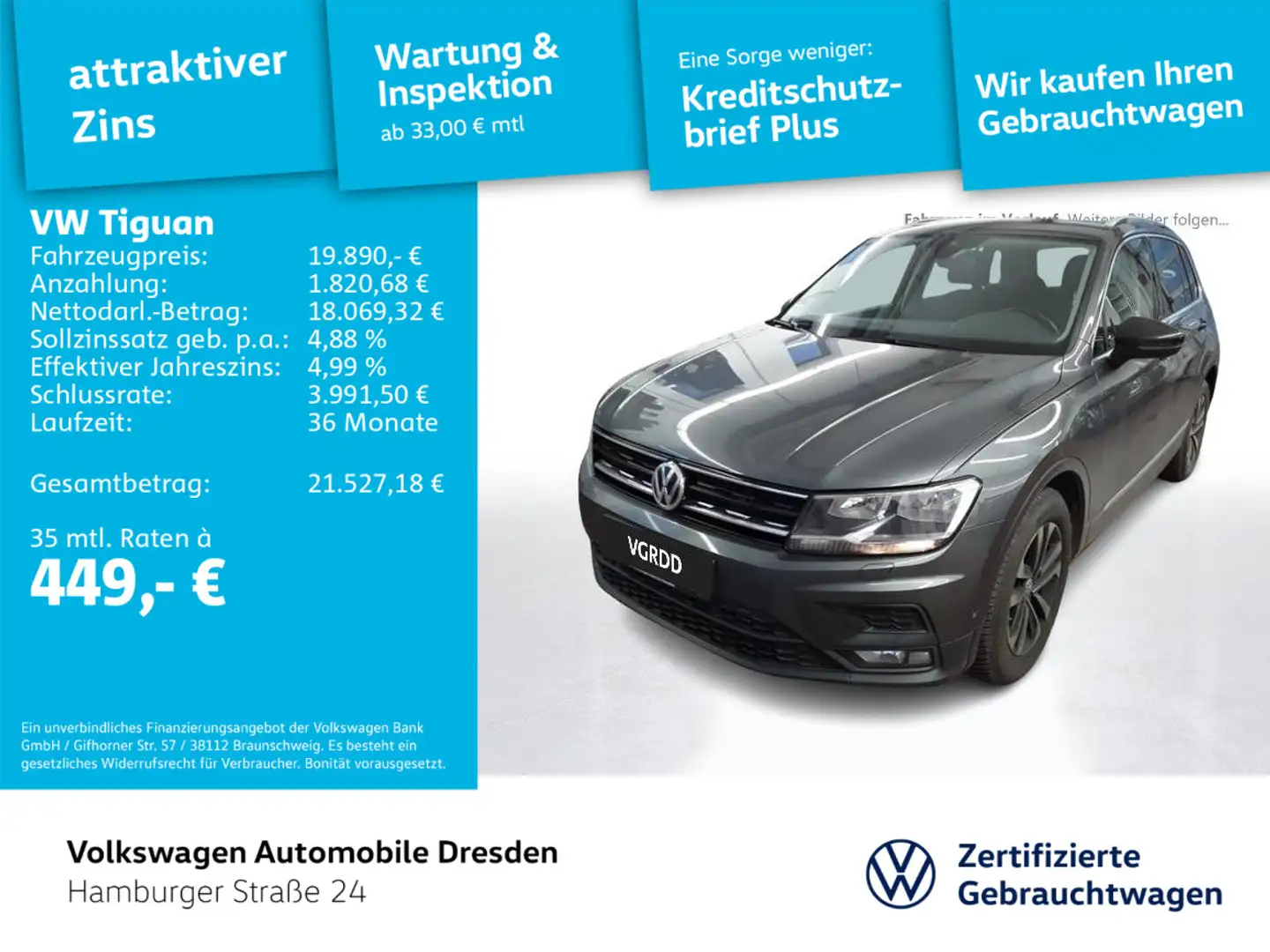 Volkswagen Tiguan IQ.DRIVE 1.5 TSI DSG NAV ACC SIDE APP PDC Grau - 1