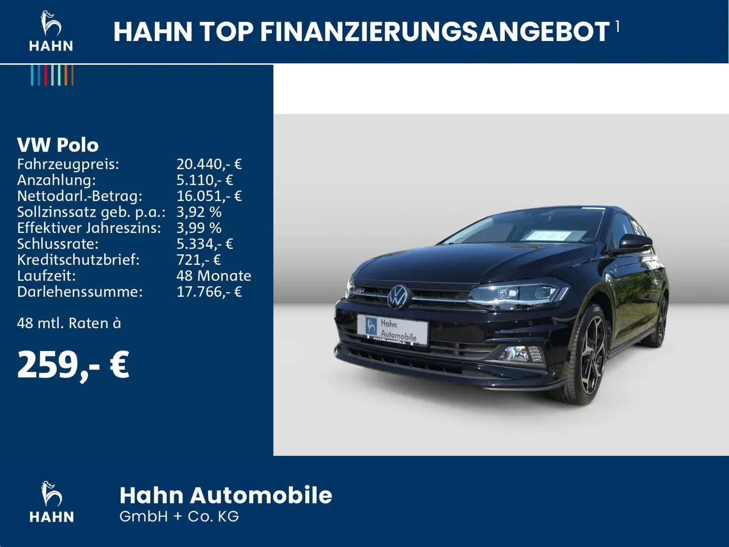 Volkswagen Polo Highline 1.0TSI DSG ACC LED PDC NAVI SITZHE Schwarz - 2