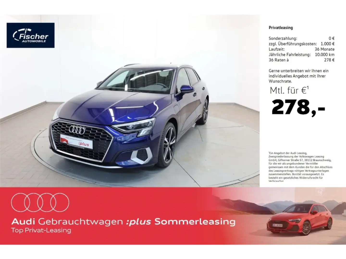 Audi A3 Sportback 40 TFSI e advanced Blau - 1