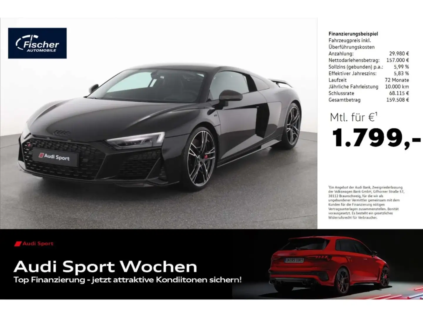 Audi R8 Coupe V10 performance quattro Noir - 1