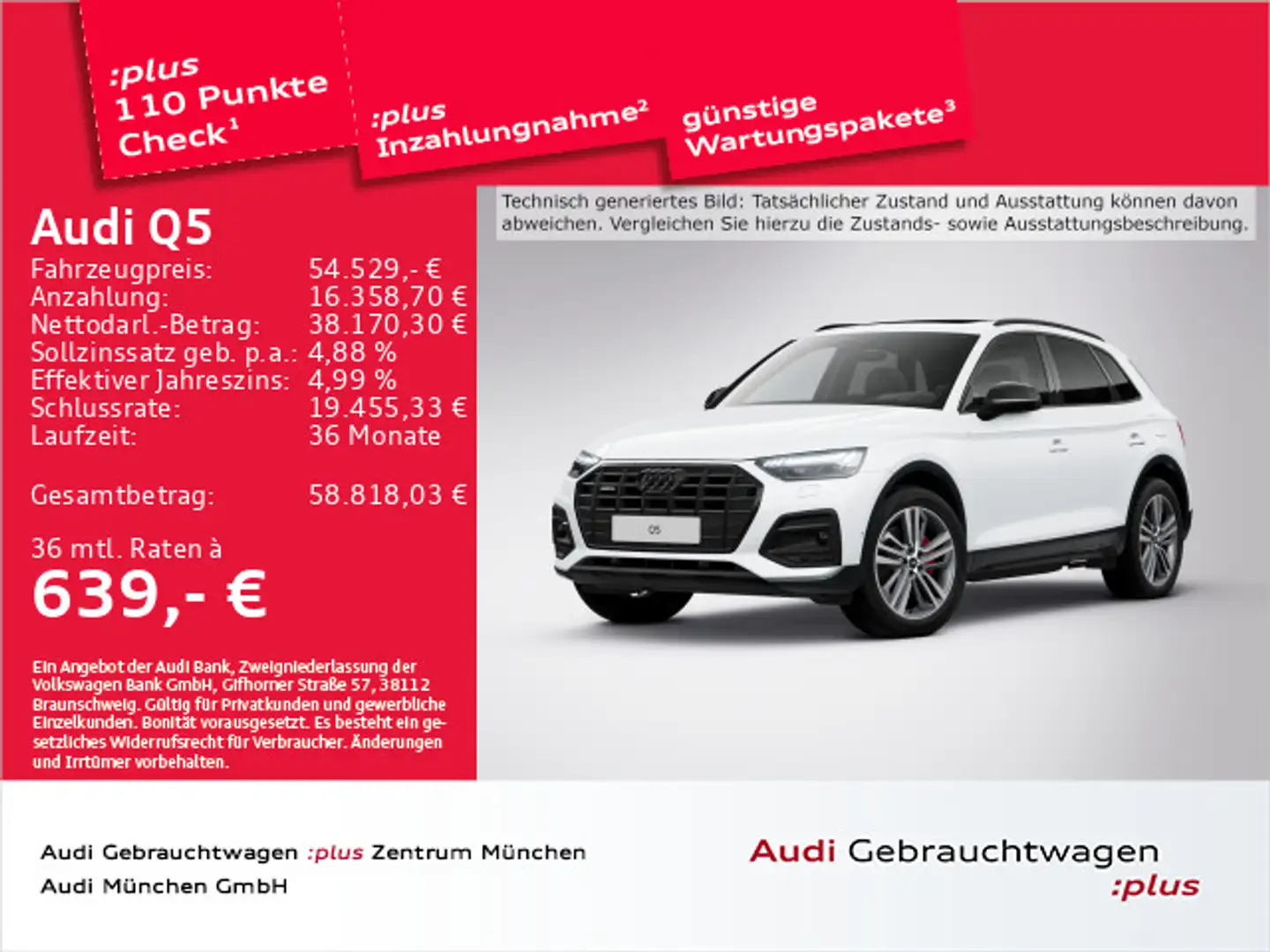 Audi Q5 50 TFSI e qu. S tronic Pano/Virtual/ACC/Matri Weiß - 1