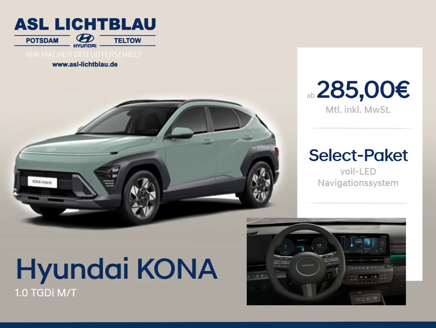 Hyundai KONA 1.0 TGDi Select M/T 1.0 TGDi Grün - 1