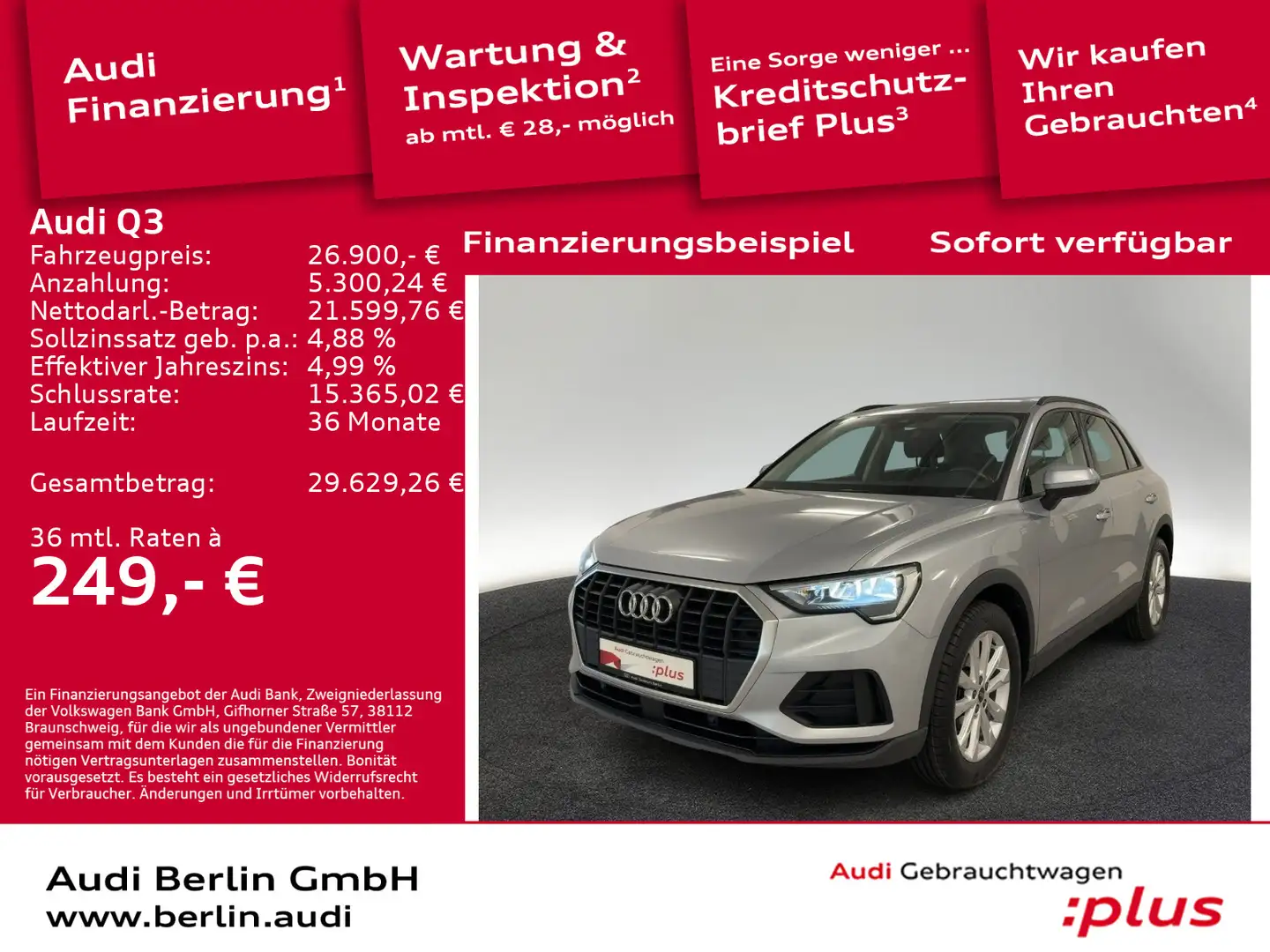Audi Q3 35 TFSI S tr. LED NAVI VIRTUAL PDC Silber - 1