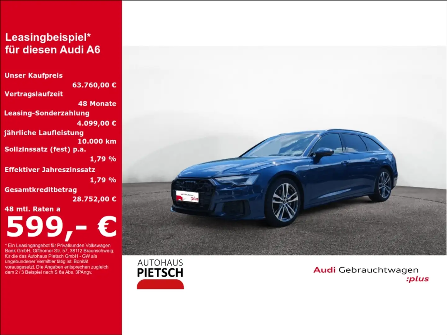 Audi A6 Avant 50 TDI quattro S line AHK Matrix Pano Blau - 1