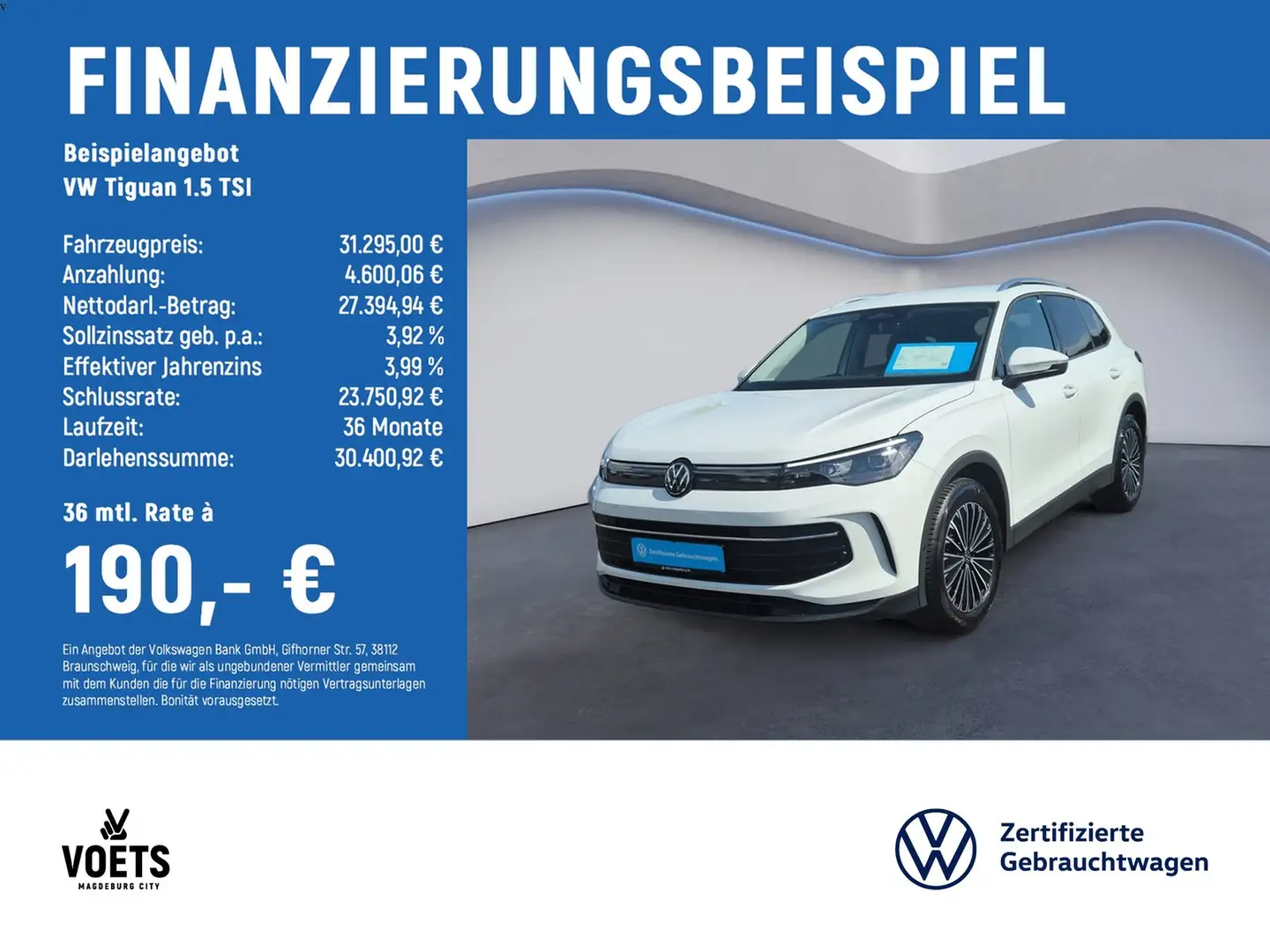 Volkswagen Tiguan 1.5 TSI Life DSG+KAM+AHK+LED+NAVI Weiß - 2