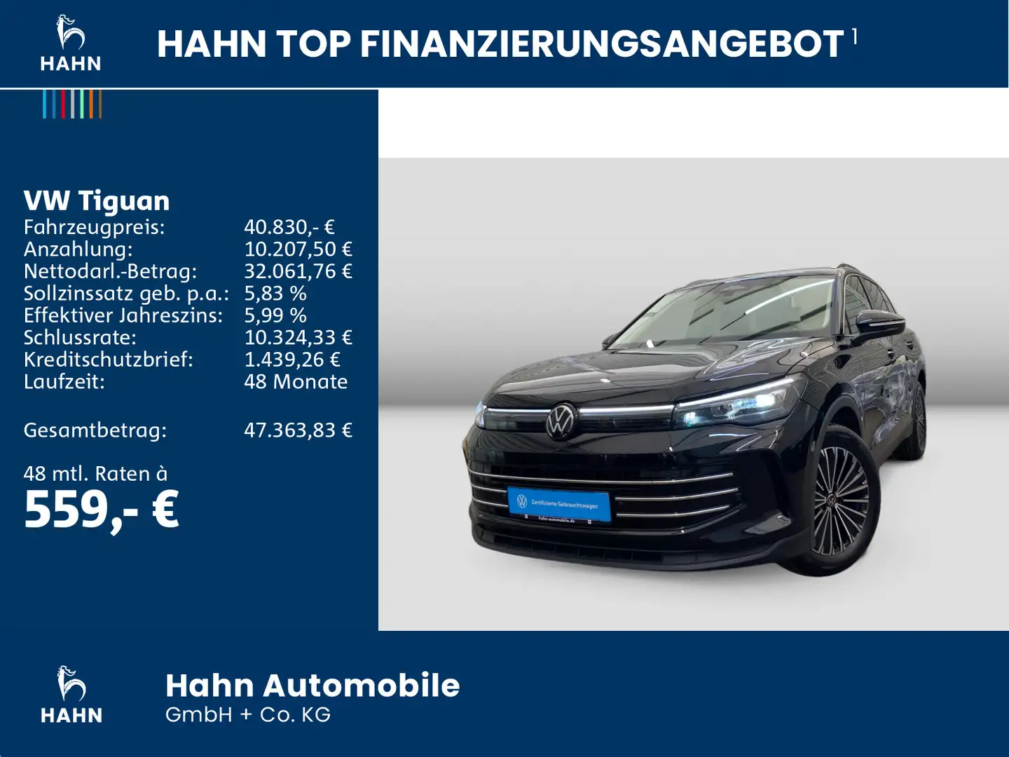 Volkswagen Tiguan 1.5 eTSI DSG Elegance Standhzg AHK Park A Schwarz - 2