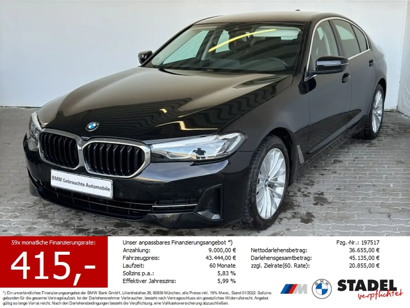 BMW 530 dA Limousine Navi.LED.4-ZKlima.Parkas.Rükam Negro - 1