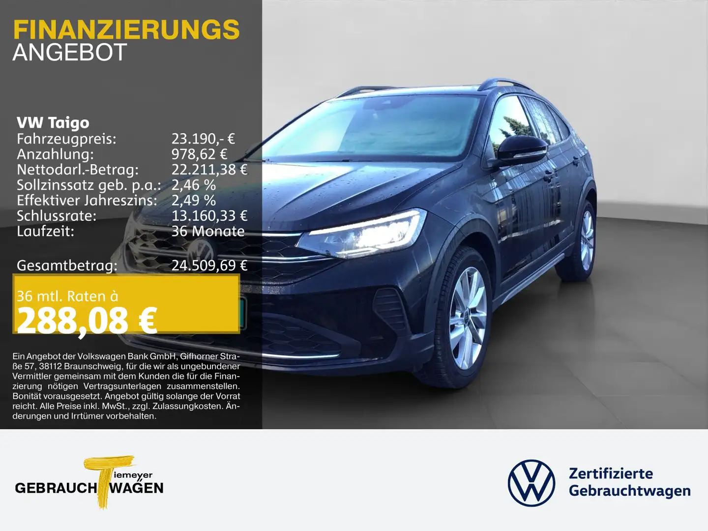 Volkswagen Taigo 1.0 TSI DSG GOAL LED NAVI SITZHZ ACC LM17 Schwarz - 1