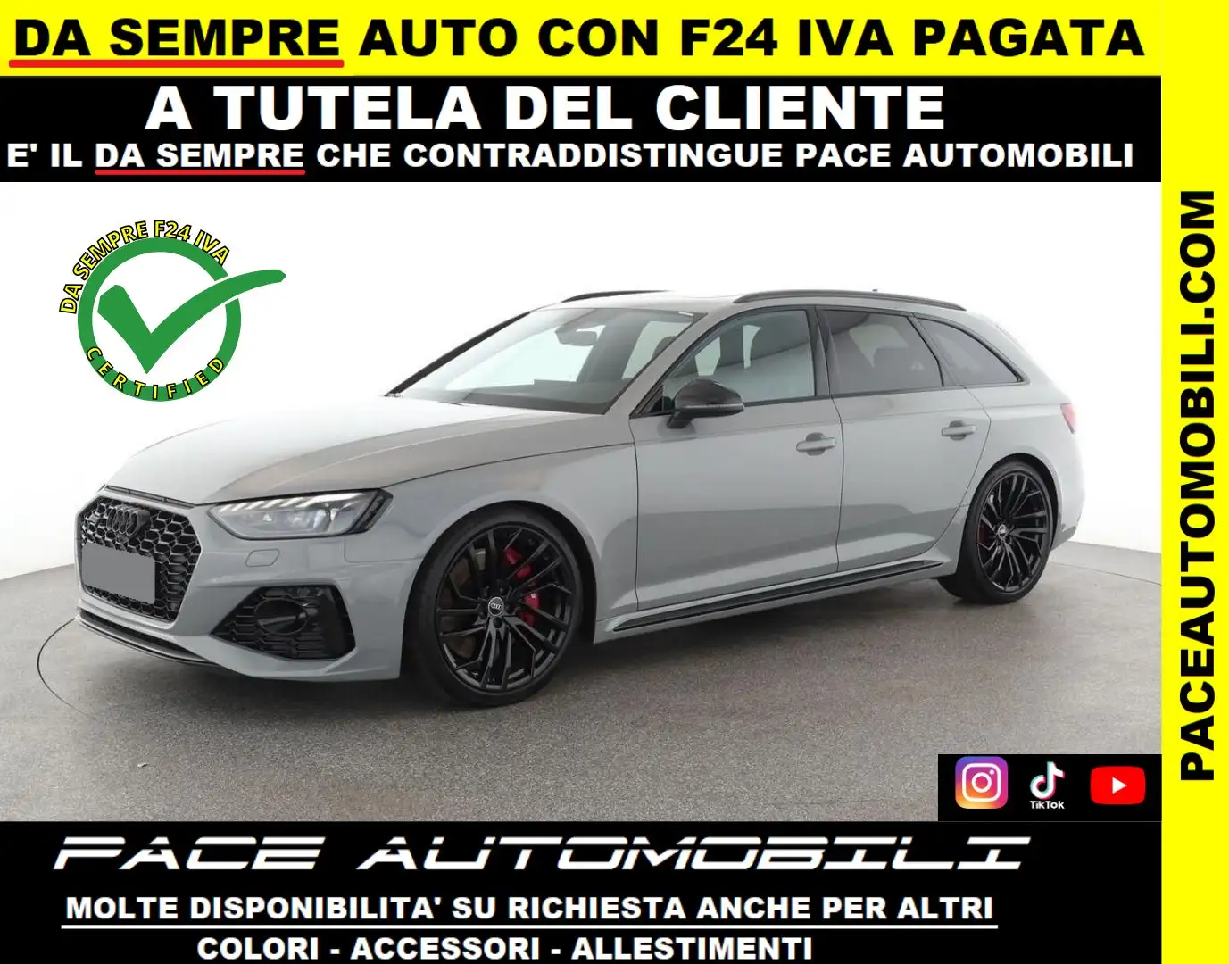 Audi RS4 AVANT BLACK PACK S LINE S-LINE SLINE B&O TETTO ACC Grigio - 1