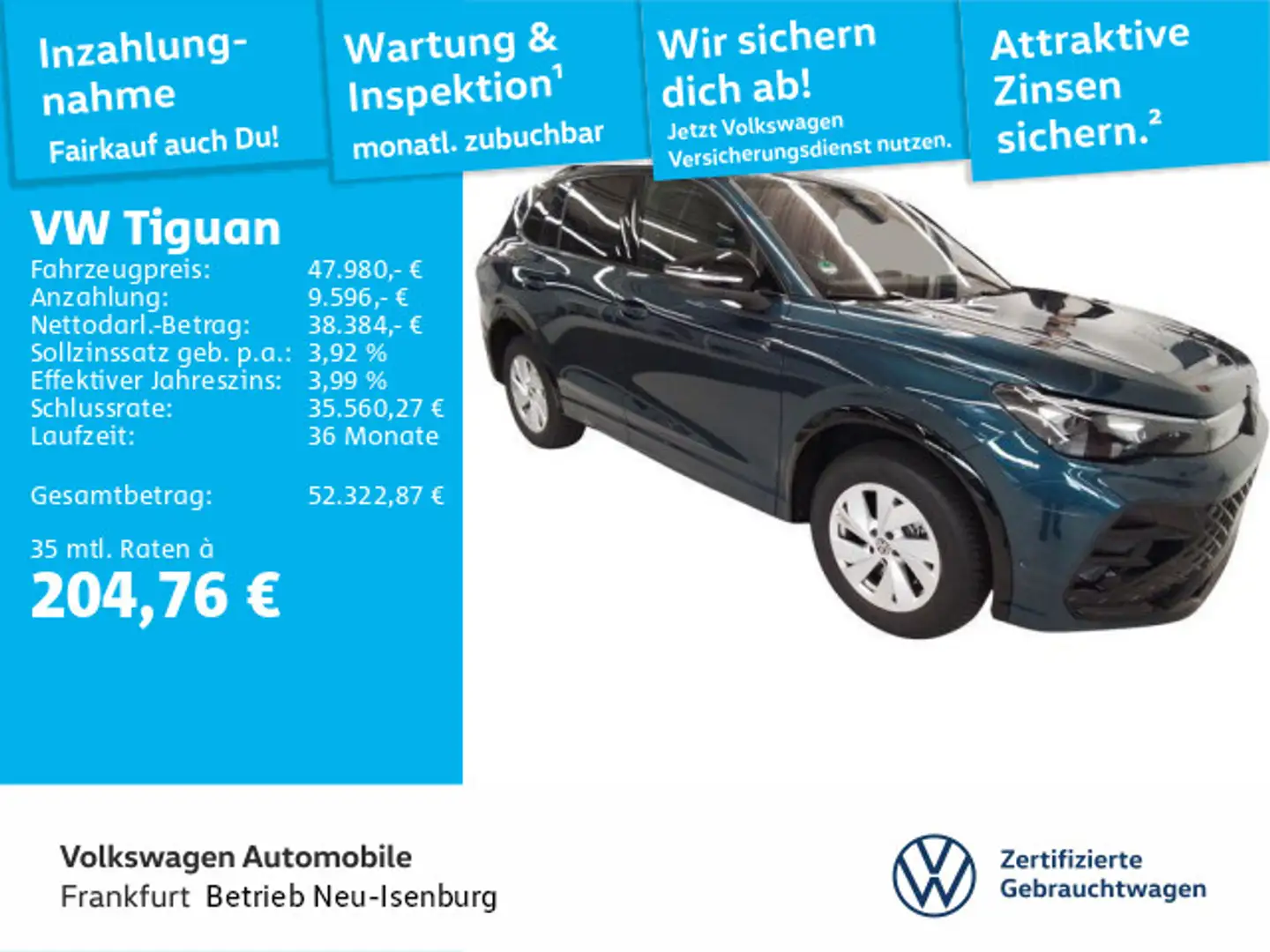 Volkswagen Tiguan 2.0 TSI DSG 4Motion R-Line DAB+ IQLight I Blau - 1