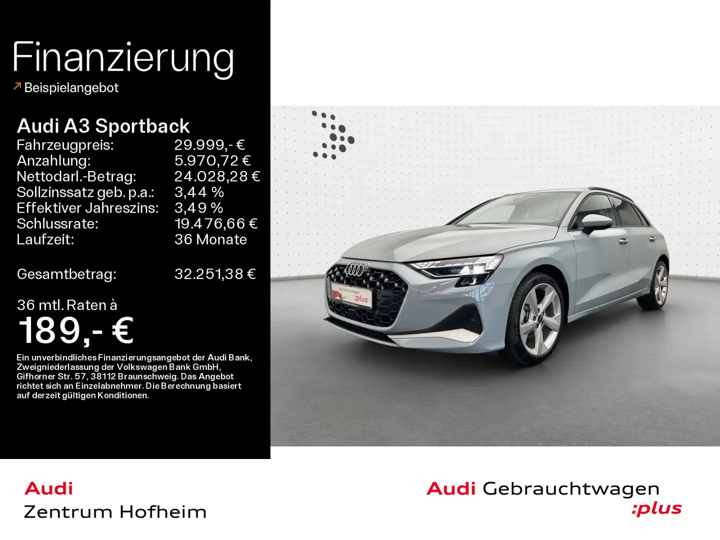 Audi A3 30 TFSI Advanced*Sonos*HUD*LED*Virt Grau - 1