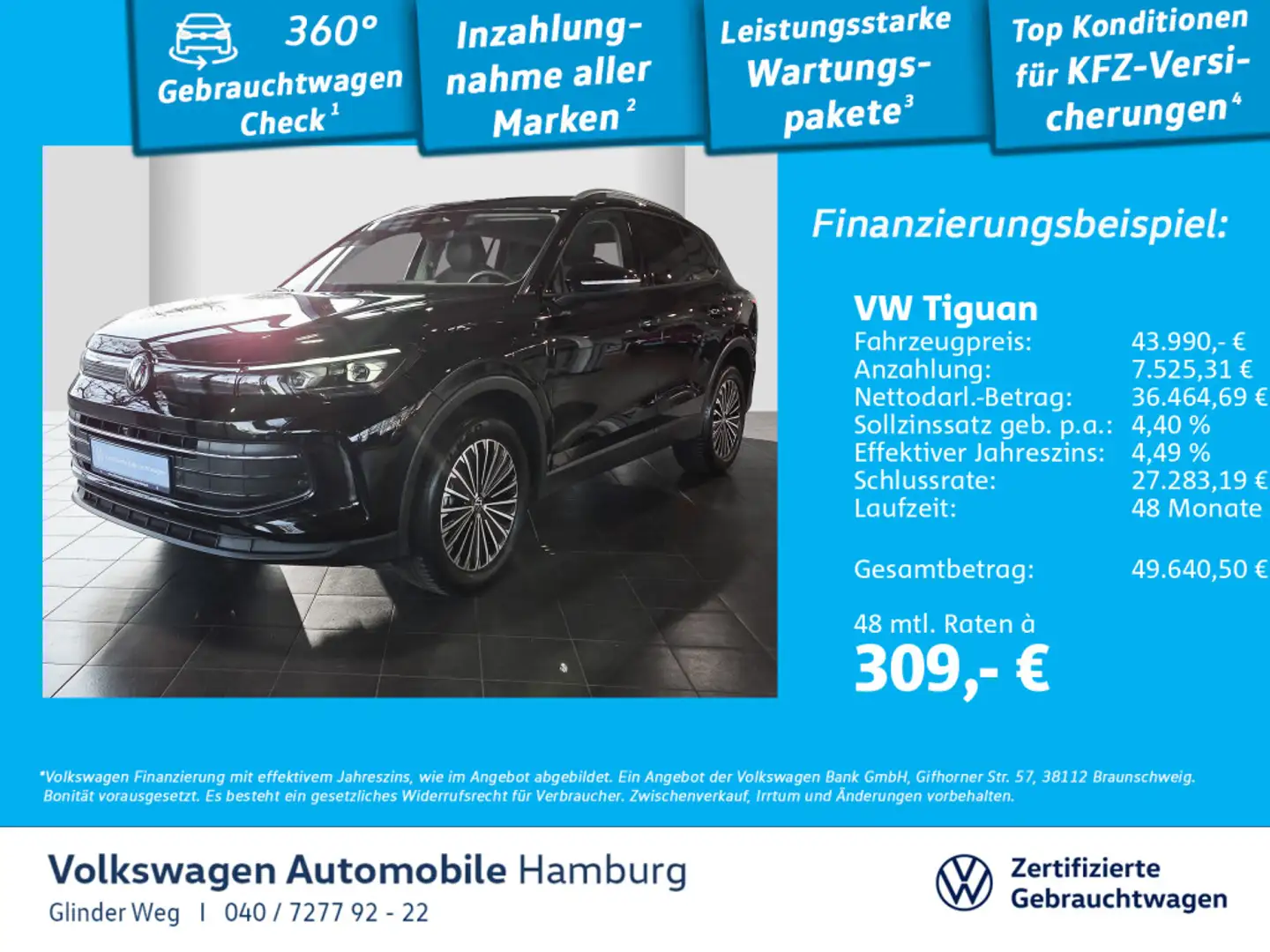 Volkswagen Tiguan 1.5 TSI eHybrid Life DSG AHK Matrix-LED A Schwarz - 1