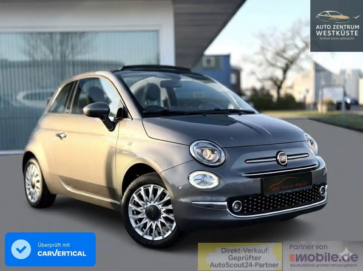 Fiat 500 Lounge 1.2 Cabrio Klimaautomatik PDC Euro6 Grau - 1