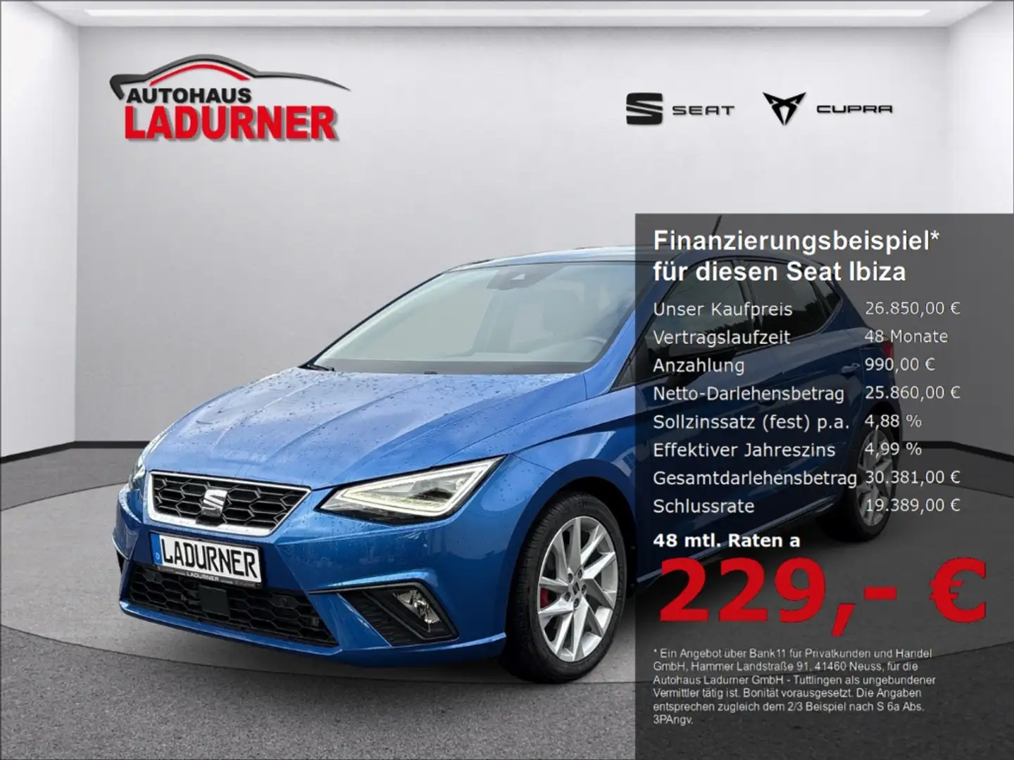 SEAT Ibiza FR Black 1.5 TSI DSG *NAVI+PANO* 229€ mtl Blau - 1