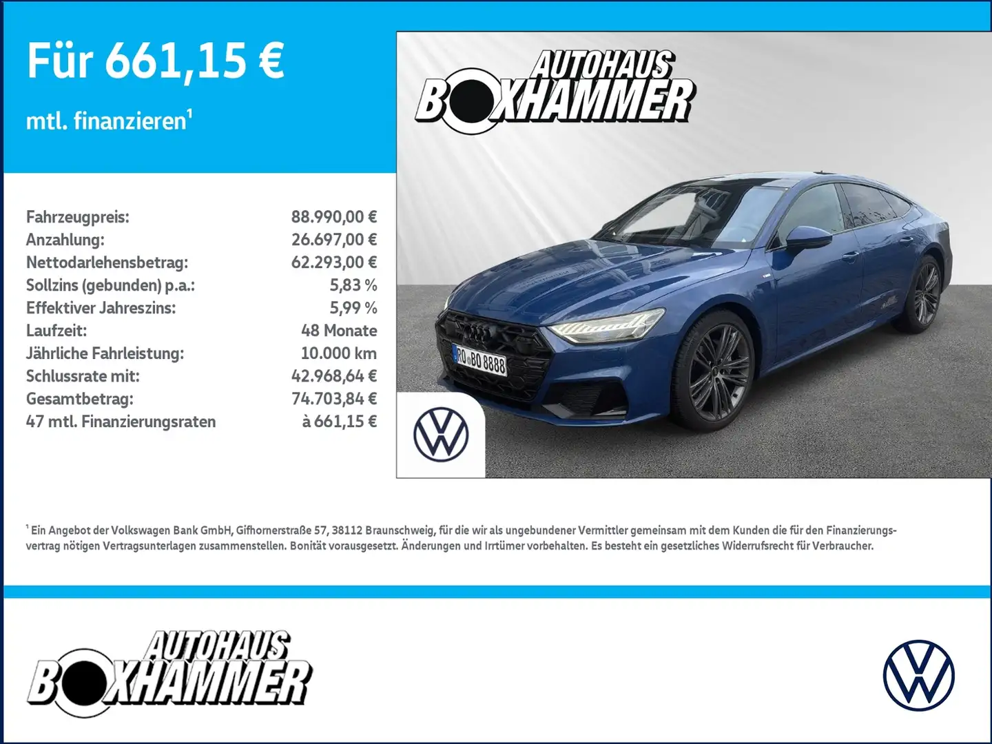 Audi A7 Sportback 45 TDI Quattro S-Line "TOP AUSSTATTUNG" Blau - 1