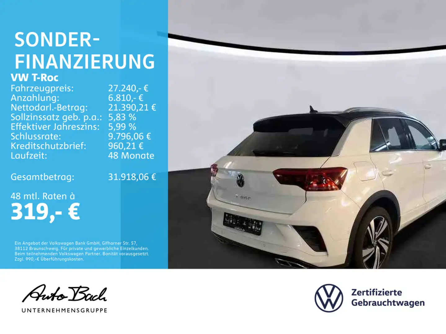 Volkswagen T-Roc 1.5 TSI DSG R-Line, LED-Matrix, Navi, App- Weiß - 2