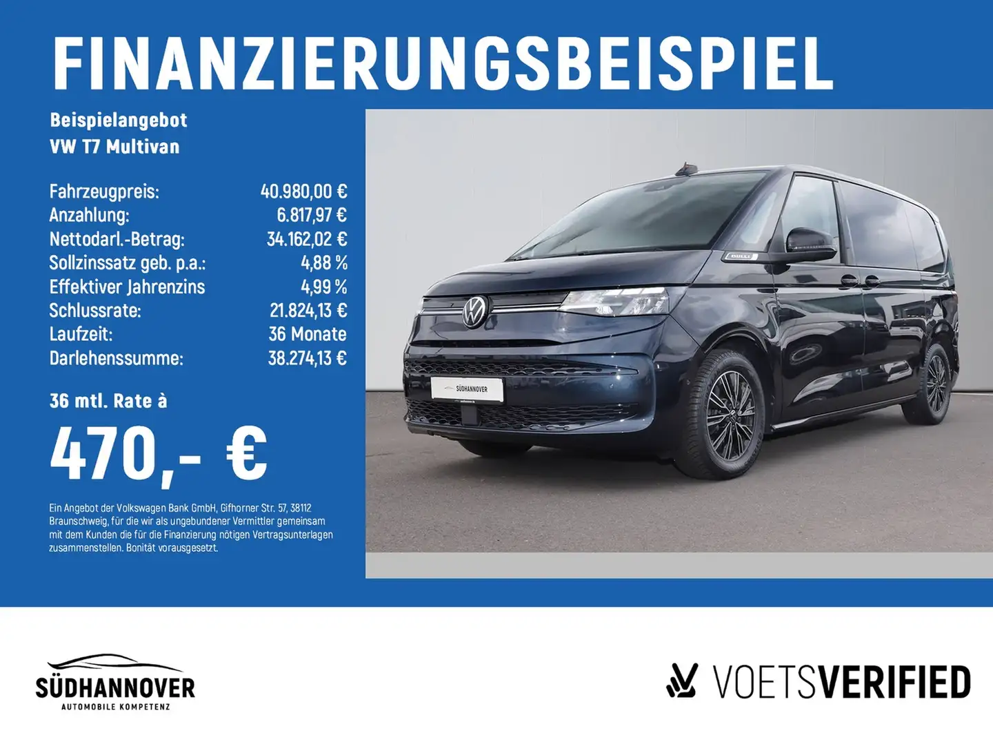 Volkswagen T7 Multivan Life 2.0 TDI DSG AHK+NAVI+SHZ+PDC+ACC Blauw - 2
