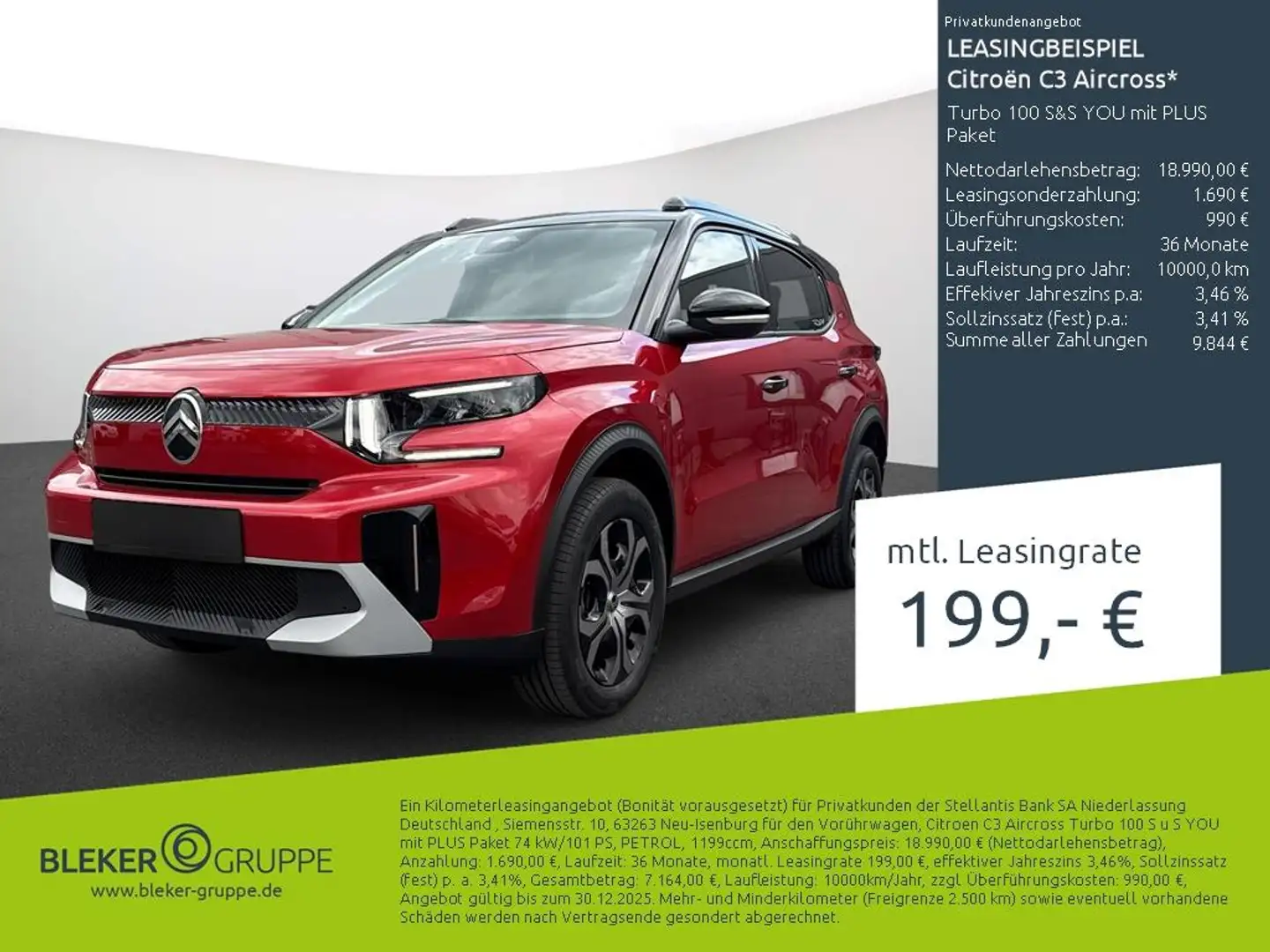 Citroen C3 Aircross Turbo 100 S&S YOU mit PLUS Paket Rot - 1