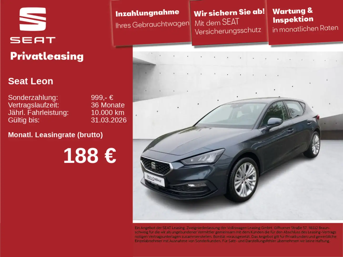 SEAT Leon Style Edition 1.5 eTSI DSG LED NAVI KEYLESS Grau - 1