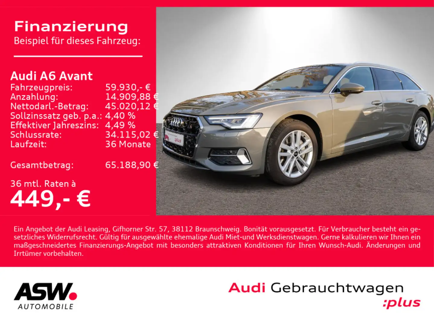 Audi A6 advanced 50TDI quattro LED HUD RFK PANO Gris - 1