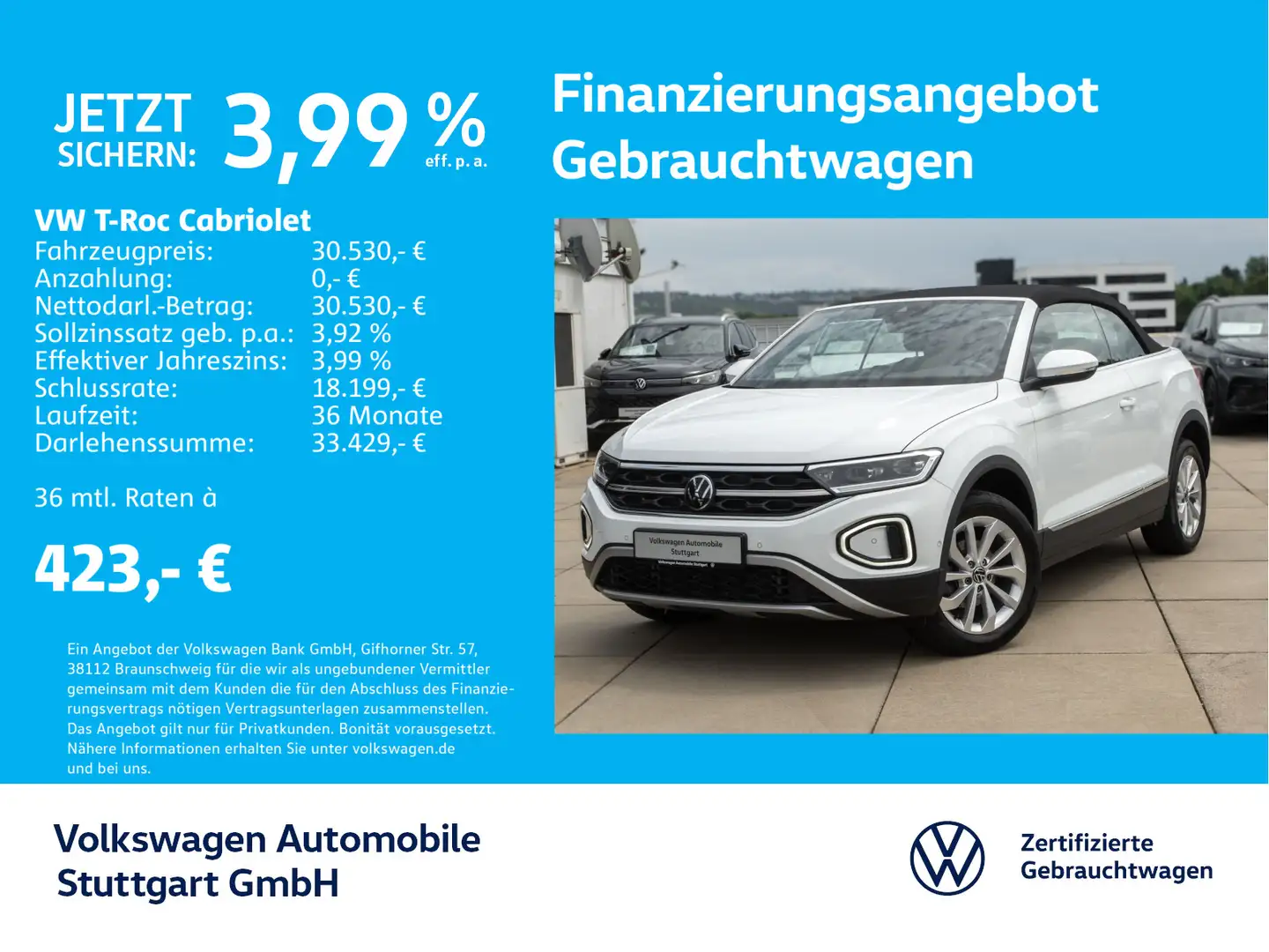 Volkswagen T-Roc Style 1.5 TSI  Navi Kamera AHK Weiß - 1