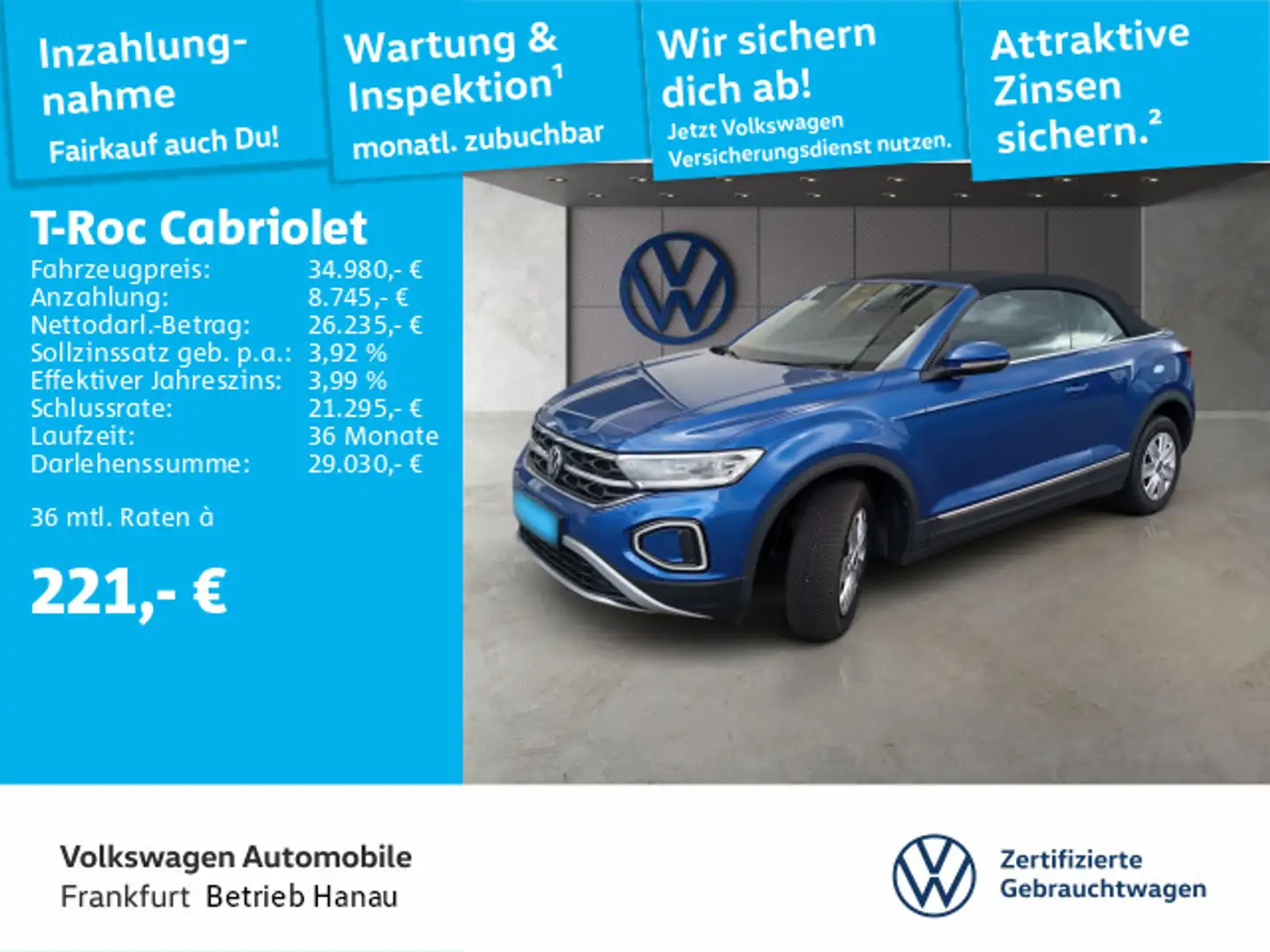 Volkswagen T-Roc 1.5 TSI DSG Style Navi IQ.Light Blau - 1