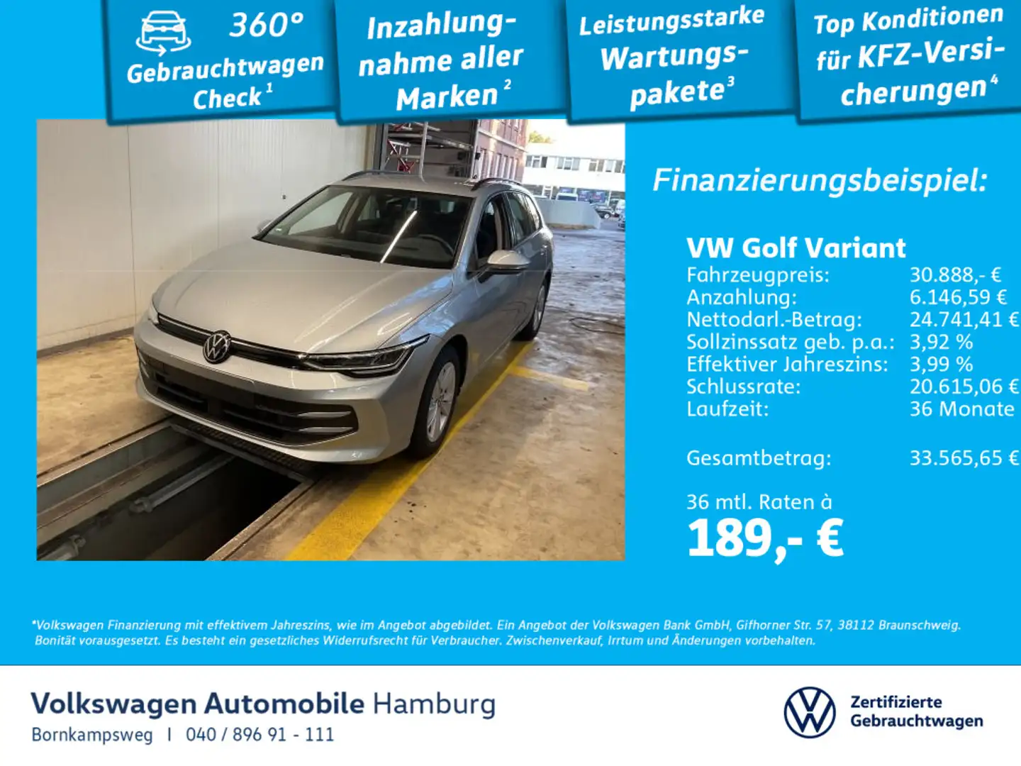 Volkswagen Golf Variant Golf VIII Variant 1.5 eTSI Life DSG LED Navi Silber - 1