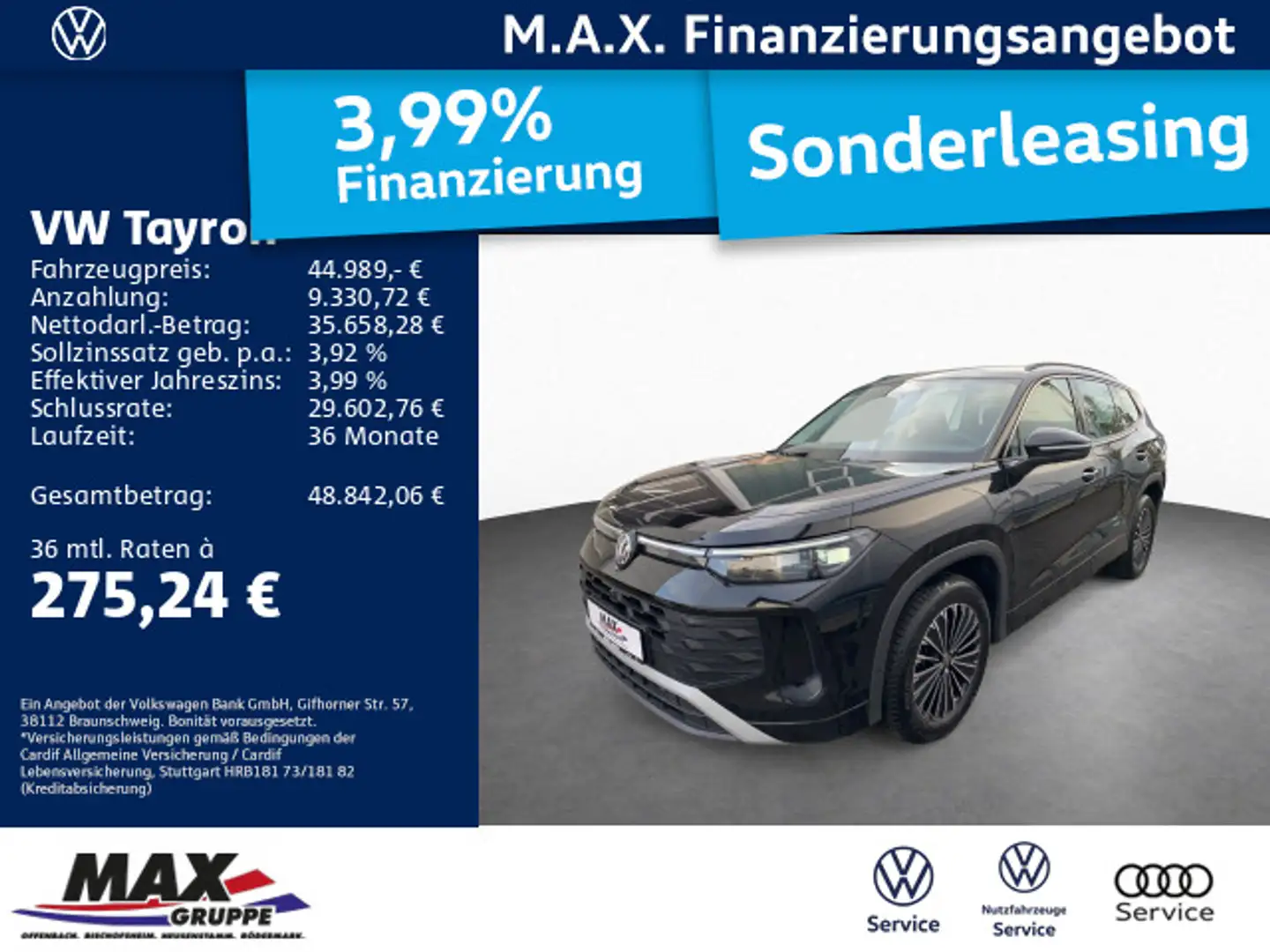 Volkswagen Tayron 2.0 TDI DSG 4M LIFE 7 SITZE +AHK+KAMERA+ Negro - 1