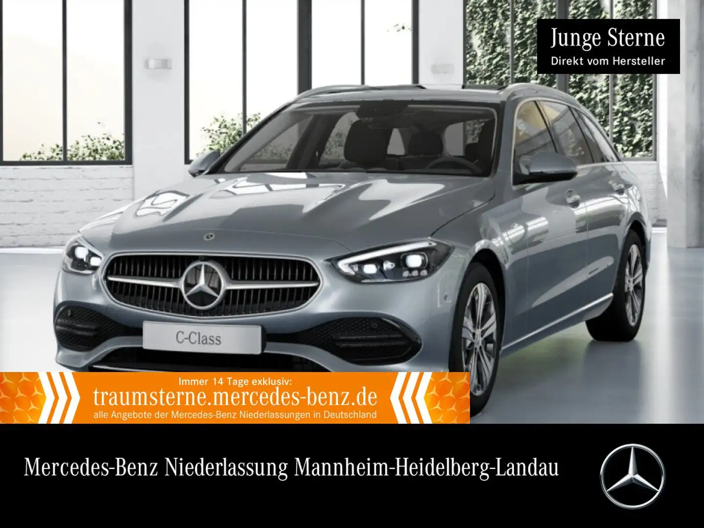 Mercedes-Benz C 300 e T AVANTG+PANO+360+TOTW+KEYLESS+9G Silber - 1