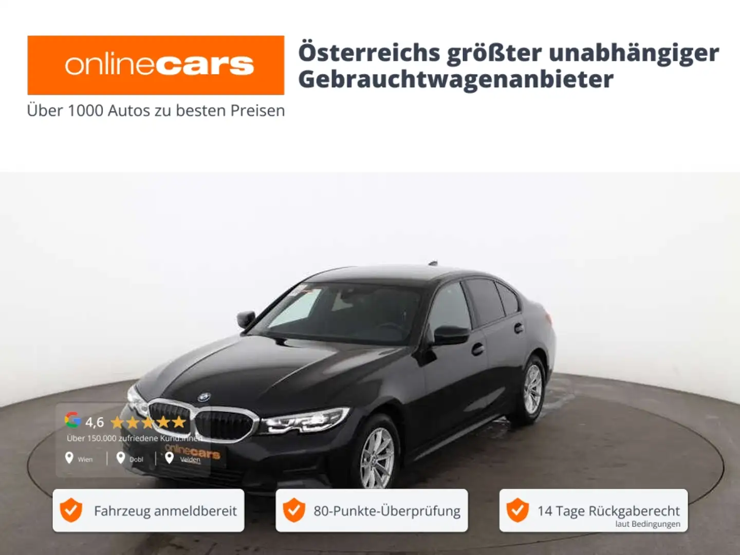 BMW 318 d Limousine Advantage Aut LED LEDER NAVI R-CAM Schwarz - 1