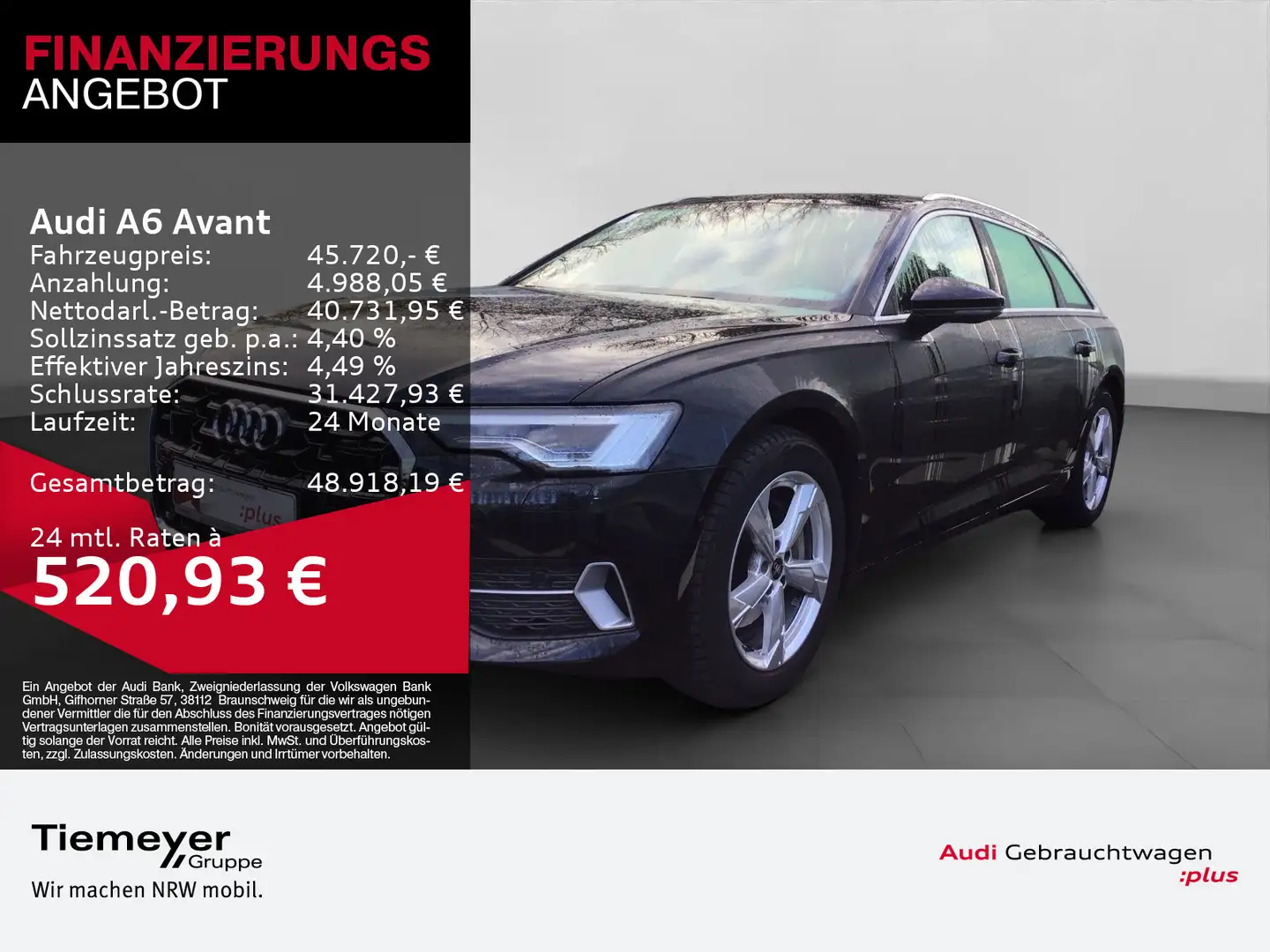 Audi A6 45 TFSI ADVANCED 360° LEDER AHK AFA Schwarz - 1